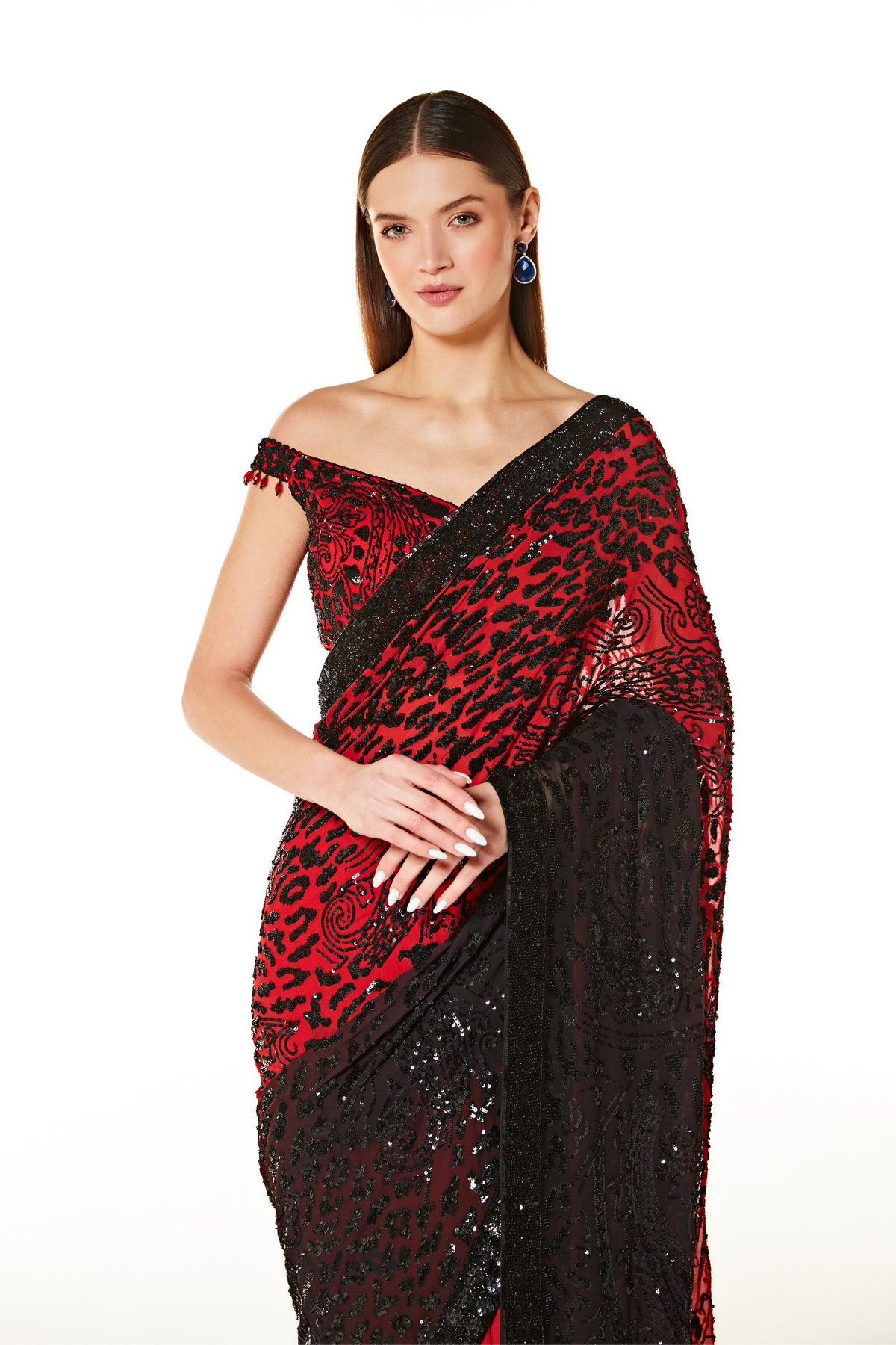 Black Zaynab Shaded Saree Set