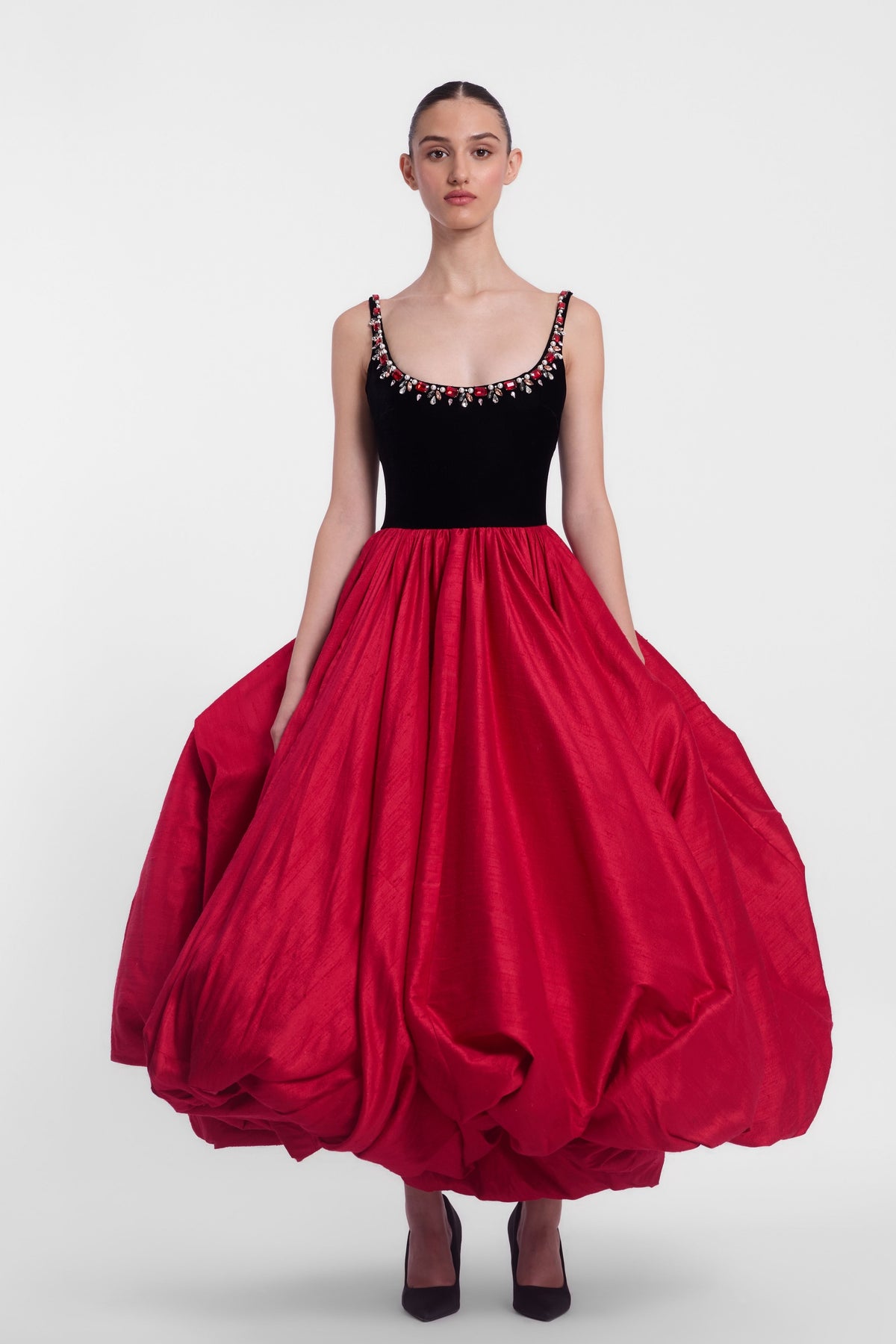 Balloon Hem Midi Dress