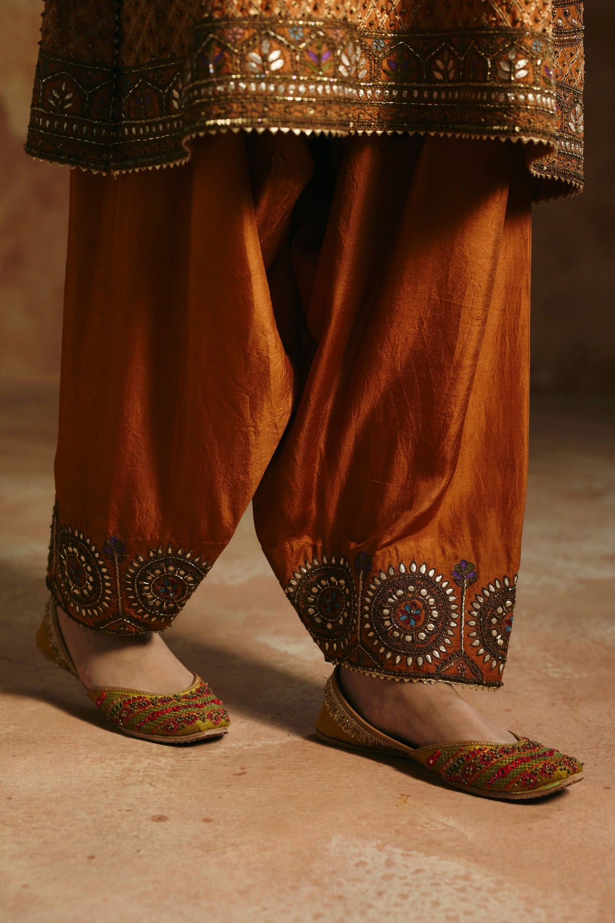 Rust Sindh Zardozi Kurta Set