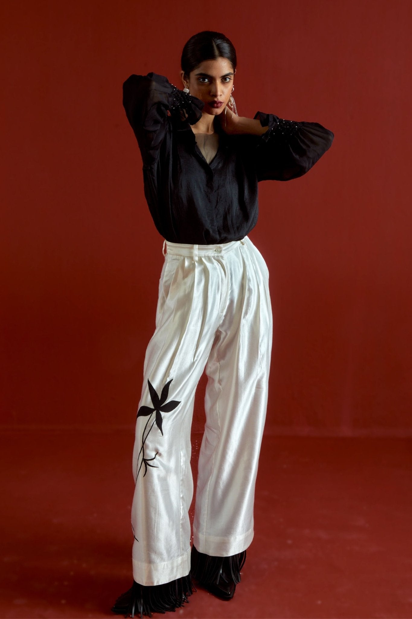 Smocking Detail Shirt Set - Three - Elahe