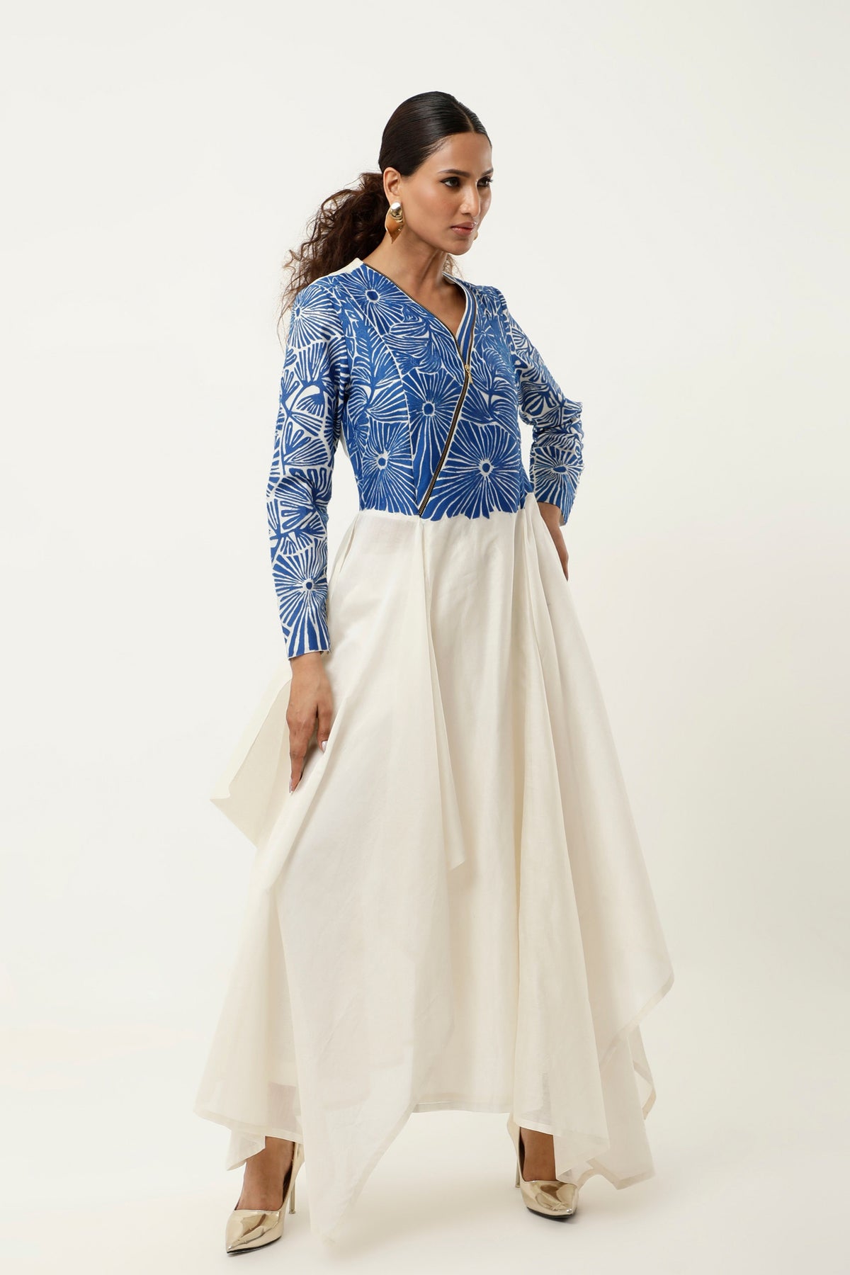 Cobalt Zippered Asymmetrical Co-ord Set