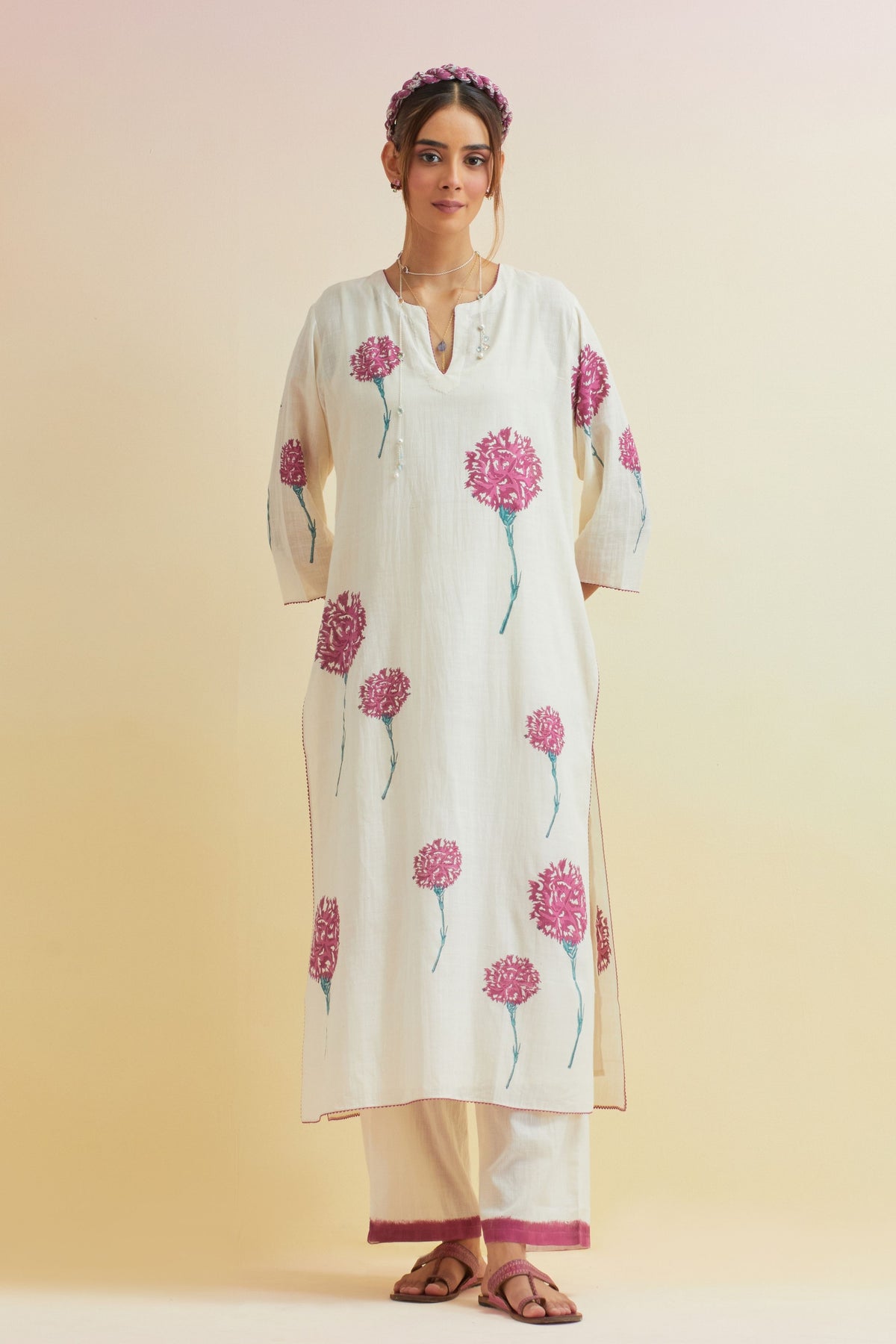 Off White Straight Kurta Set