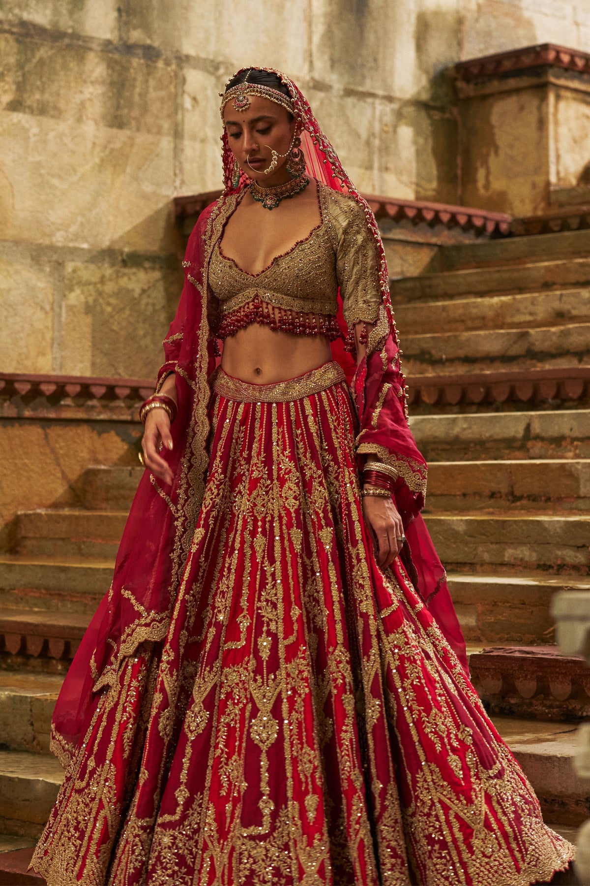 Red Maroon Lehenga Set