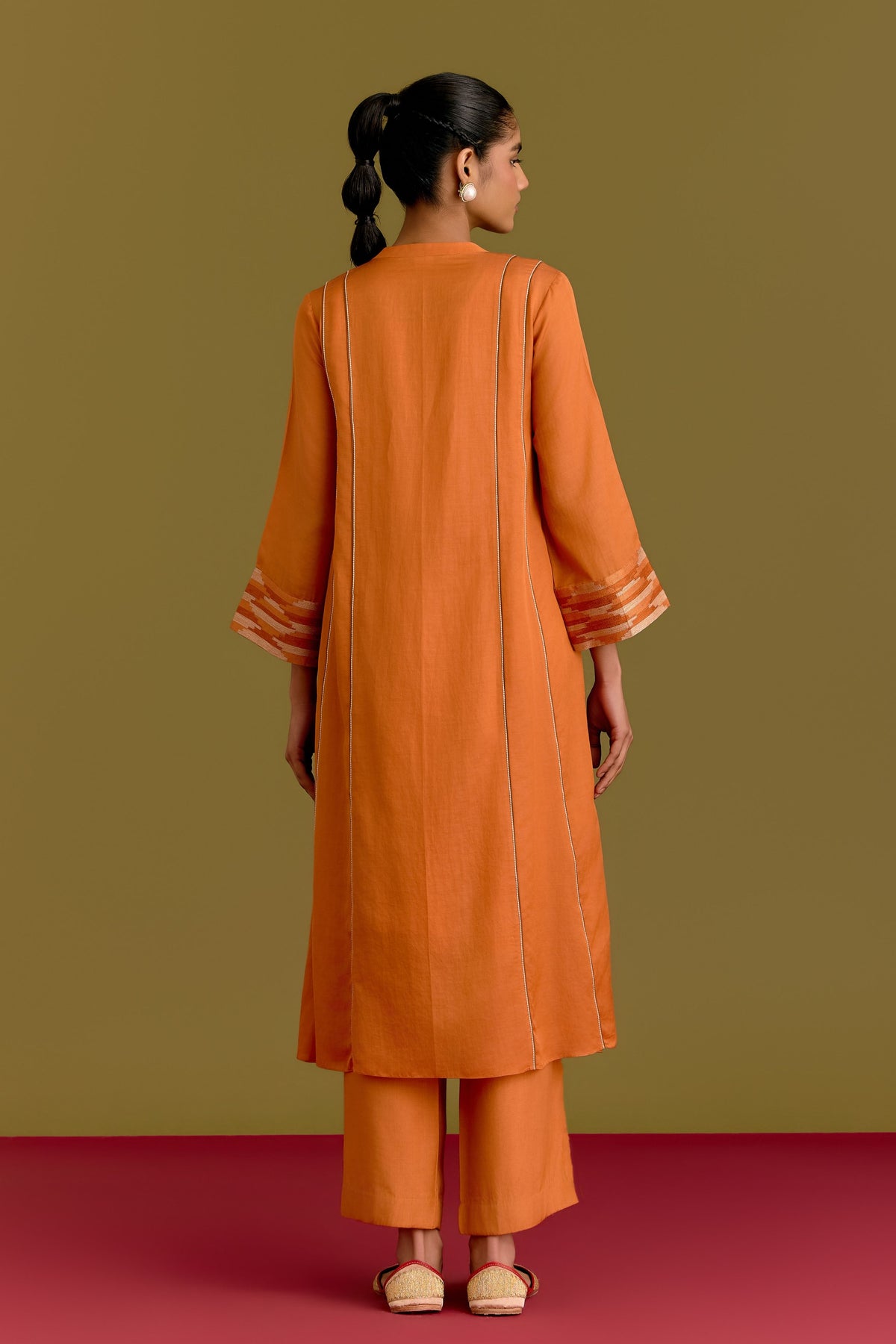 Orange Chanderi Kurta Set