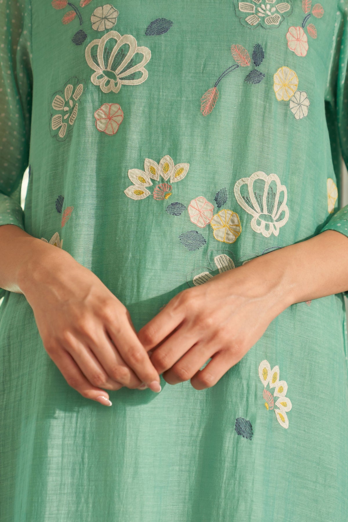 Mint Applique Kurta Set