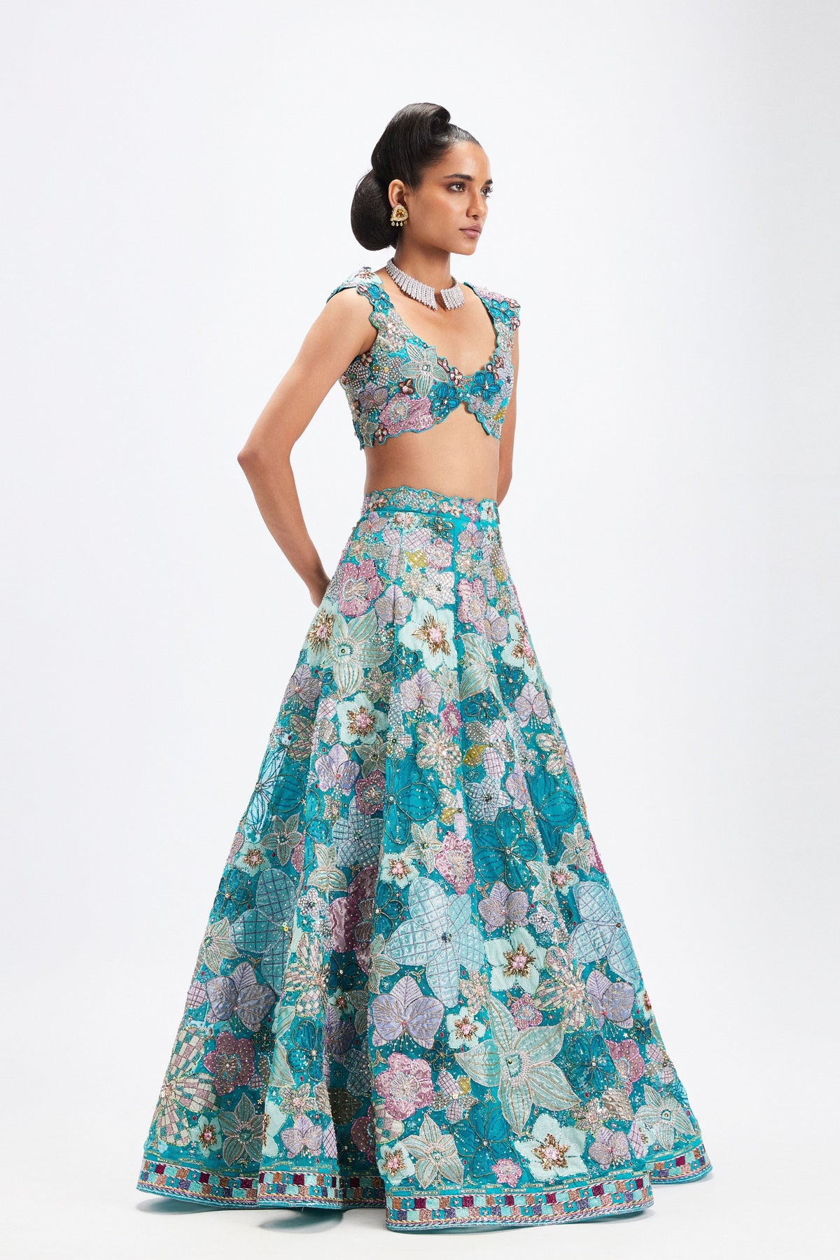 Cyanora Cyan Lehenga Set