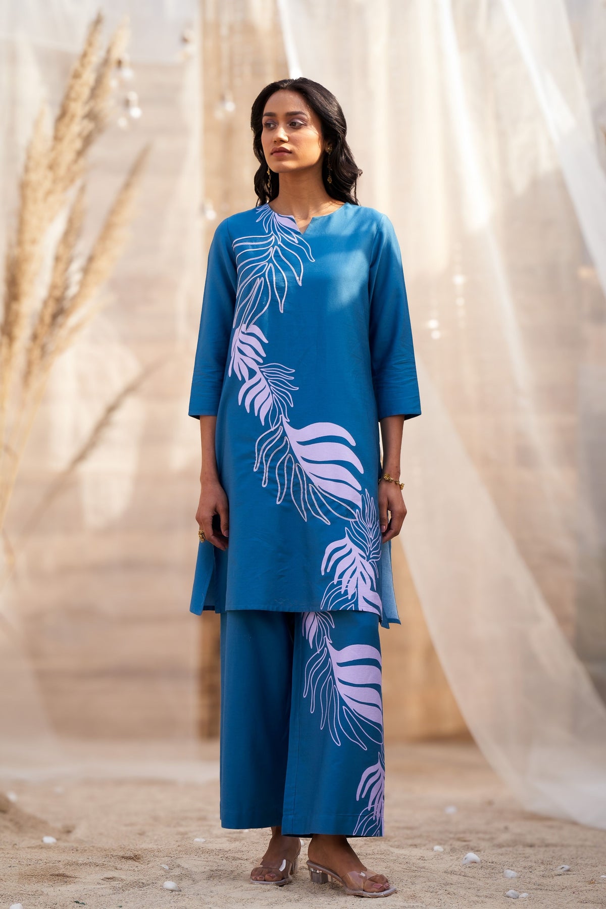 Reveria Printed Notch Tunic Set