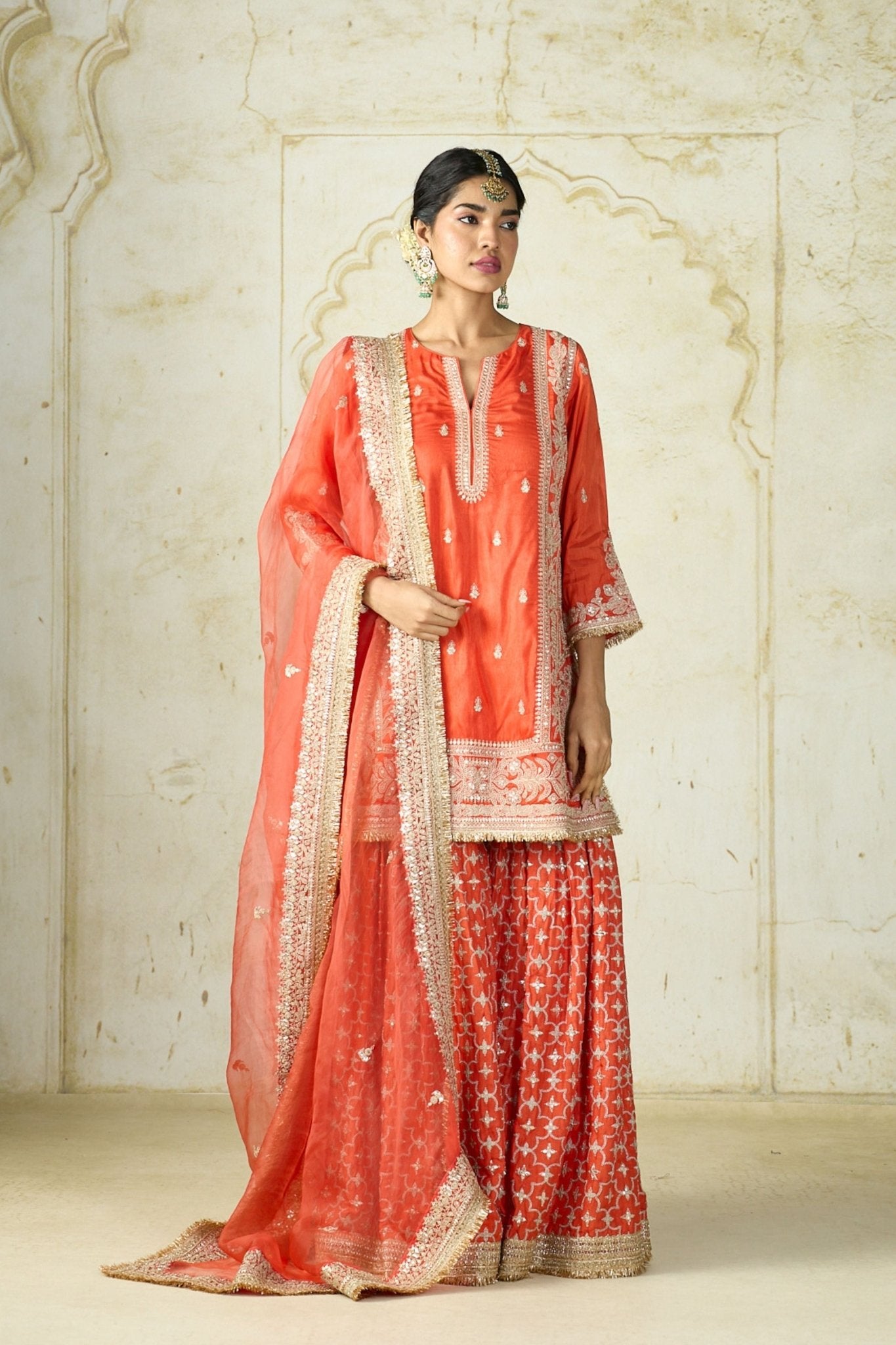 Orange Mumtaz Sharara Set - Gopi Vaid - Elahe
