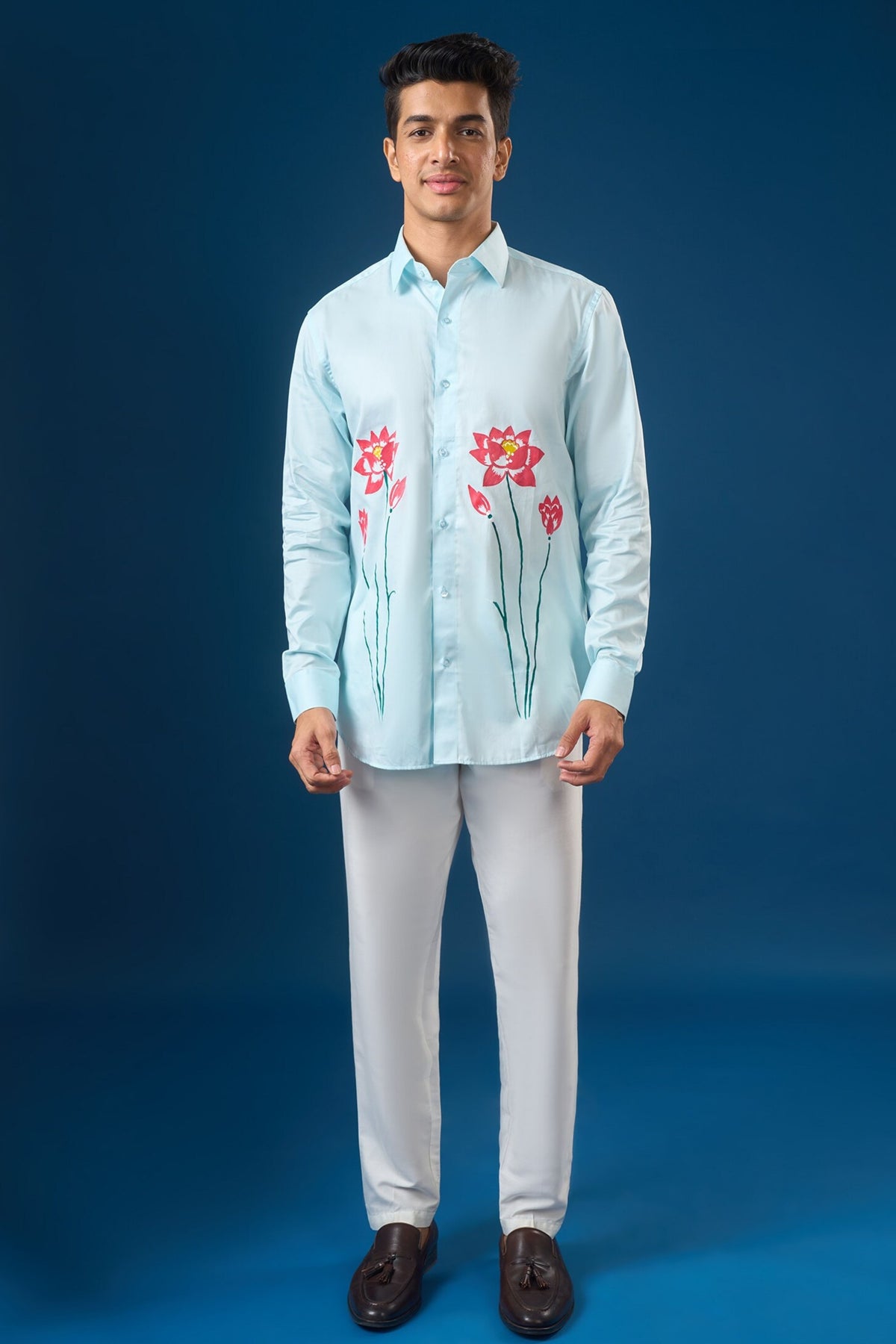 Sky Blue Floral Shirt