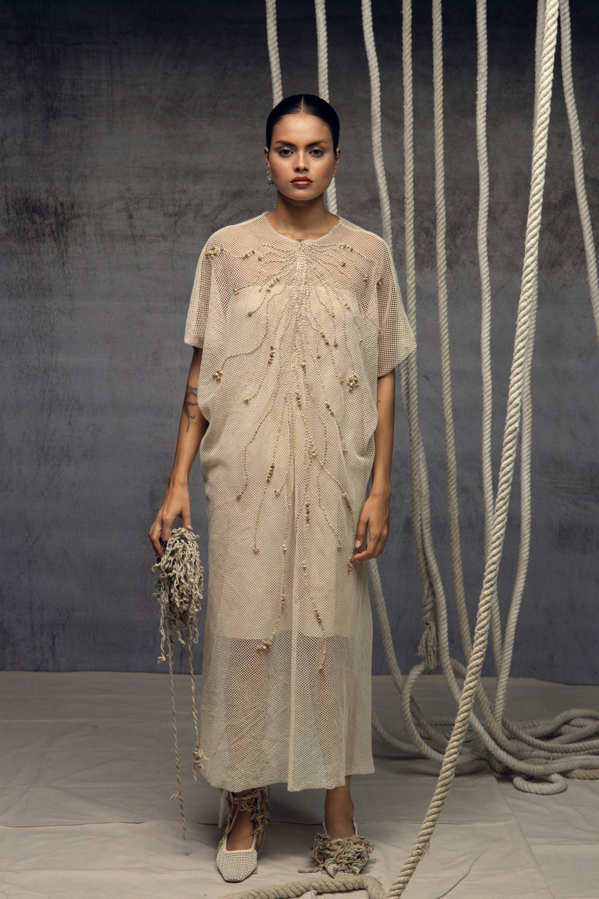 Ivory Mesh  Kaftan