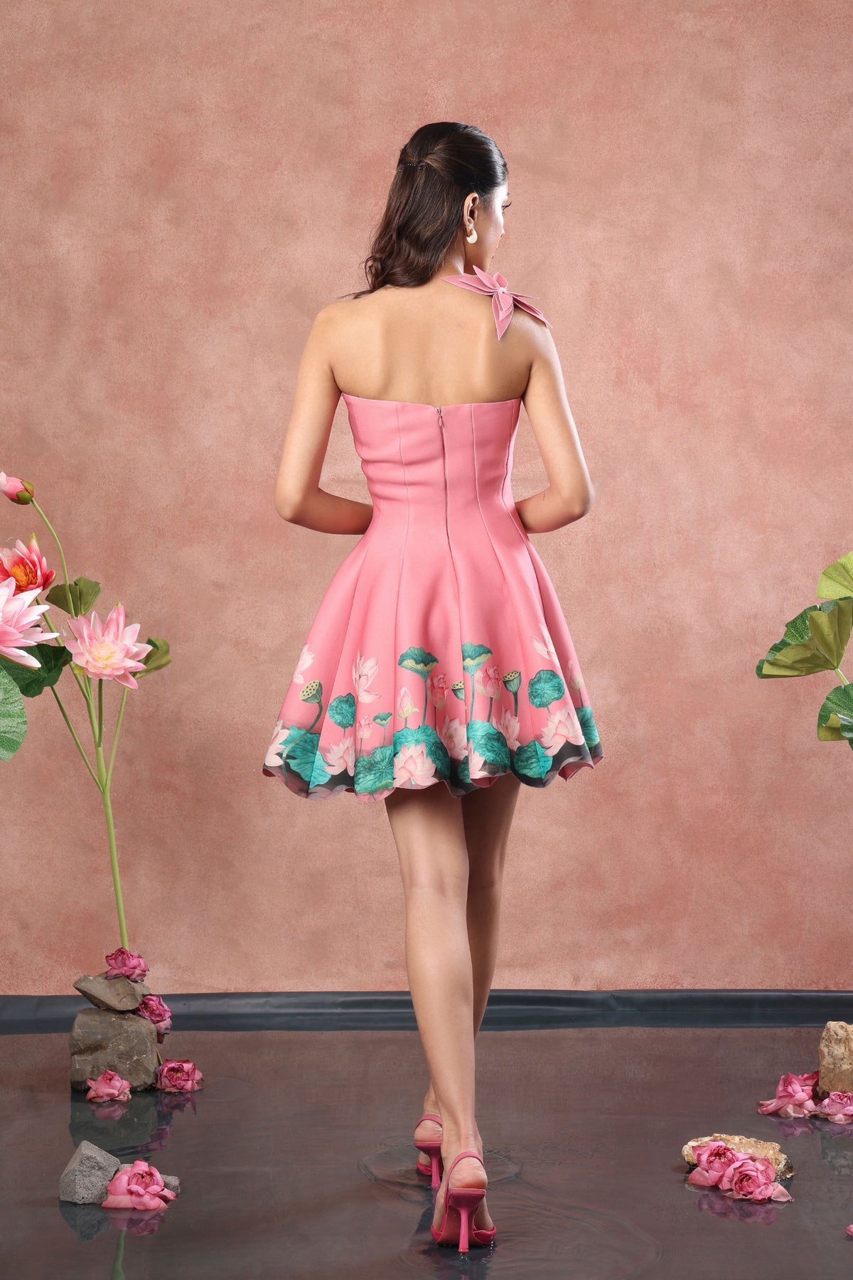 Short Panel Flower Dress Set
