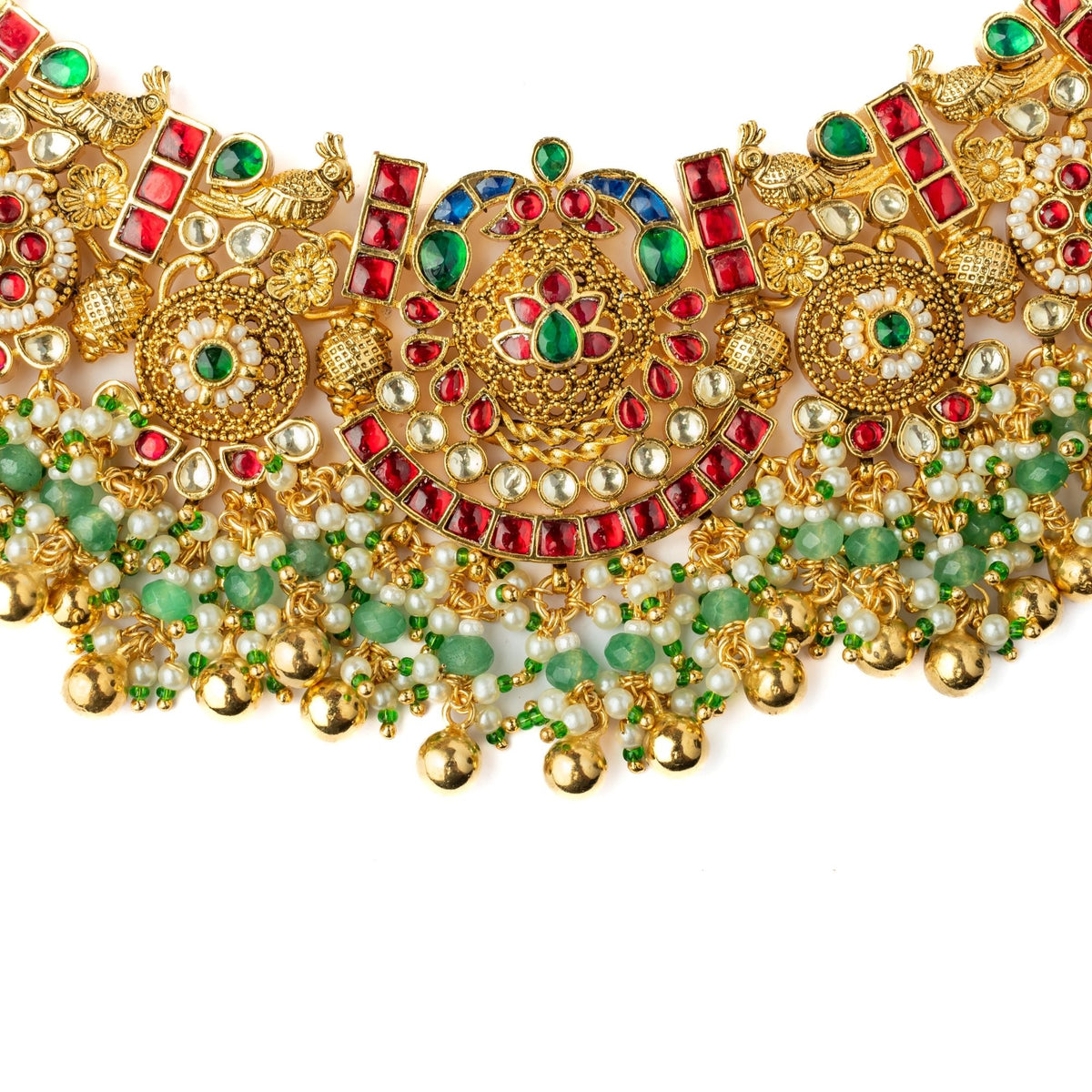 Gold-plated Green Stone Necklace Set