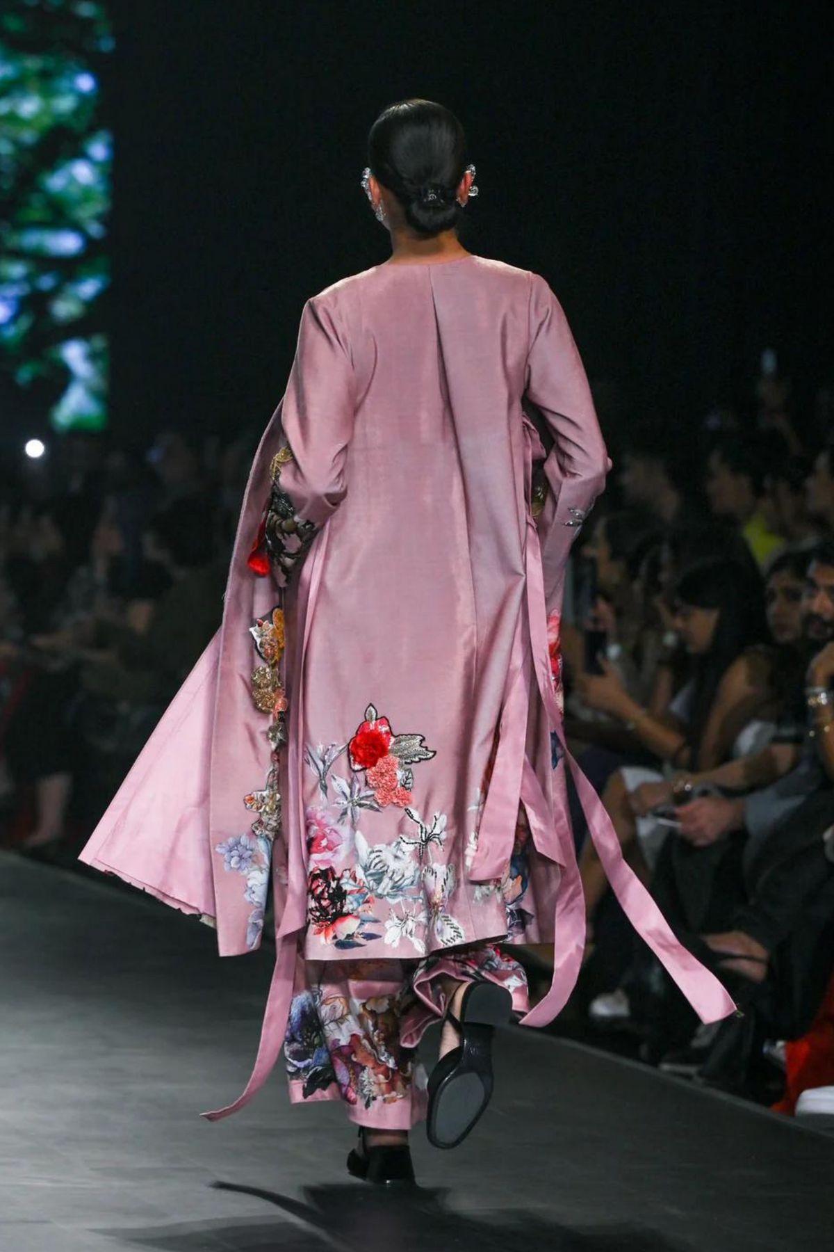 Pink Printed Long Jacket Set