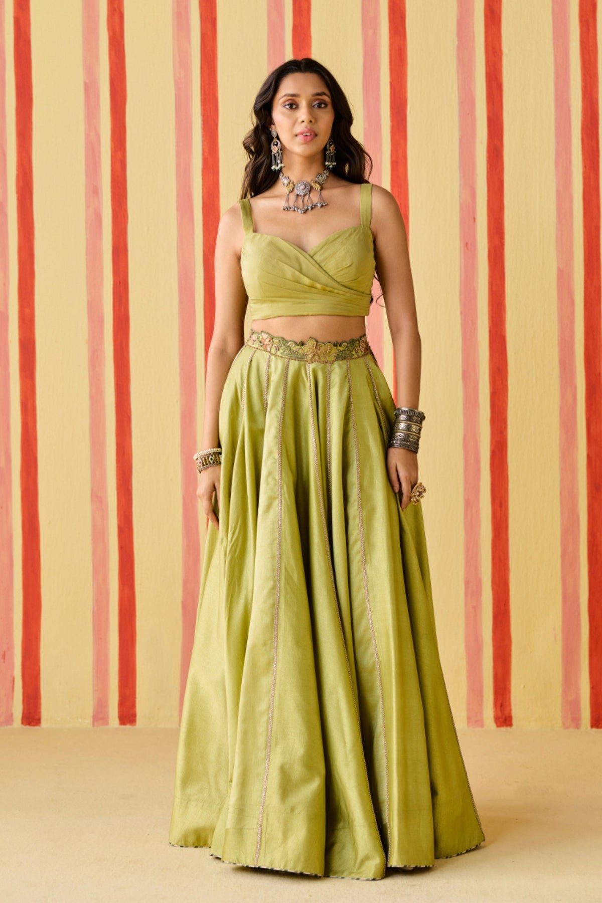 Kyra Green Cape Set