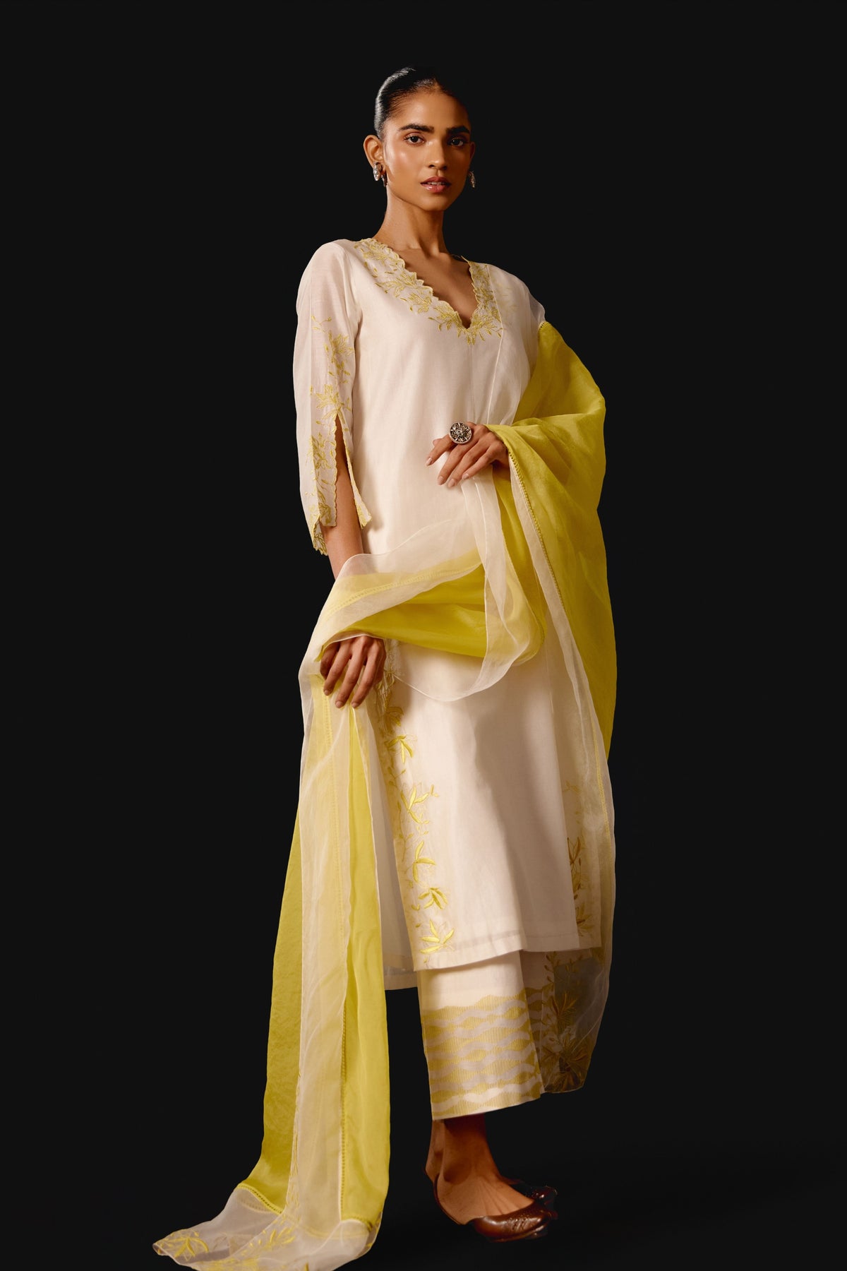 Ivory Cutwork Embroidery Kurta Set