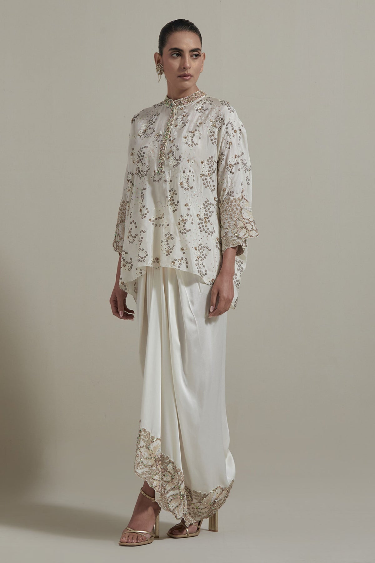 Ivory Kaftan Drape Skirt Set