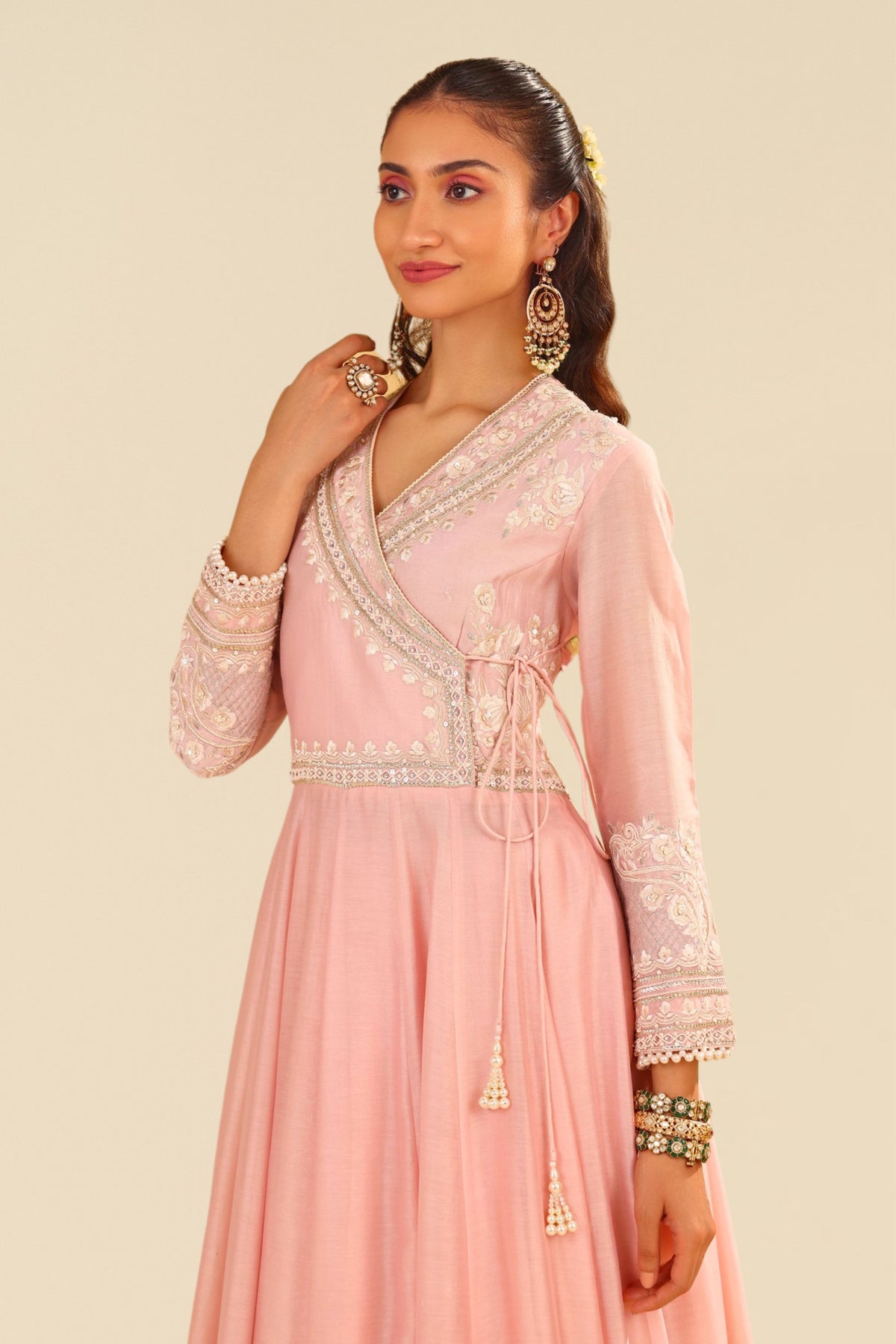 Blush Pink Anarkali With Skirt