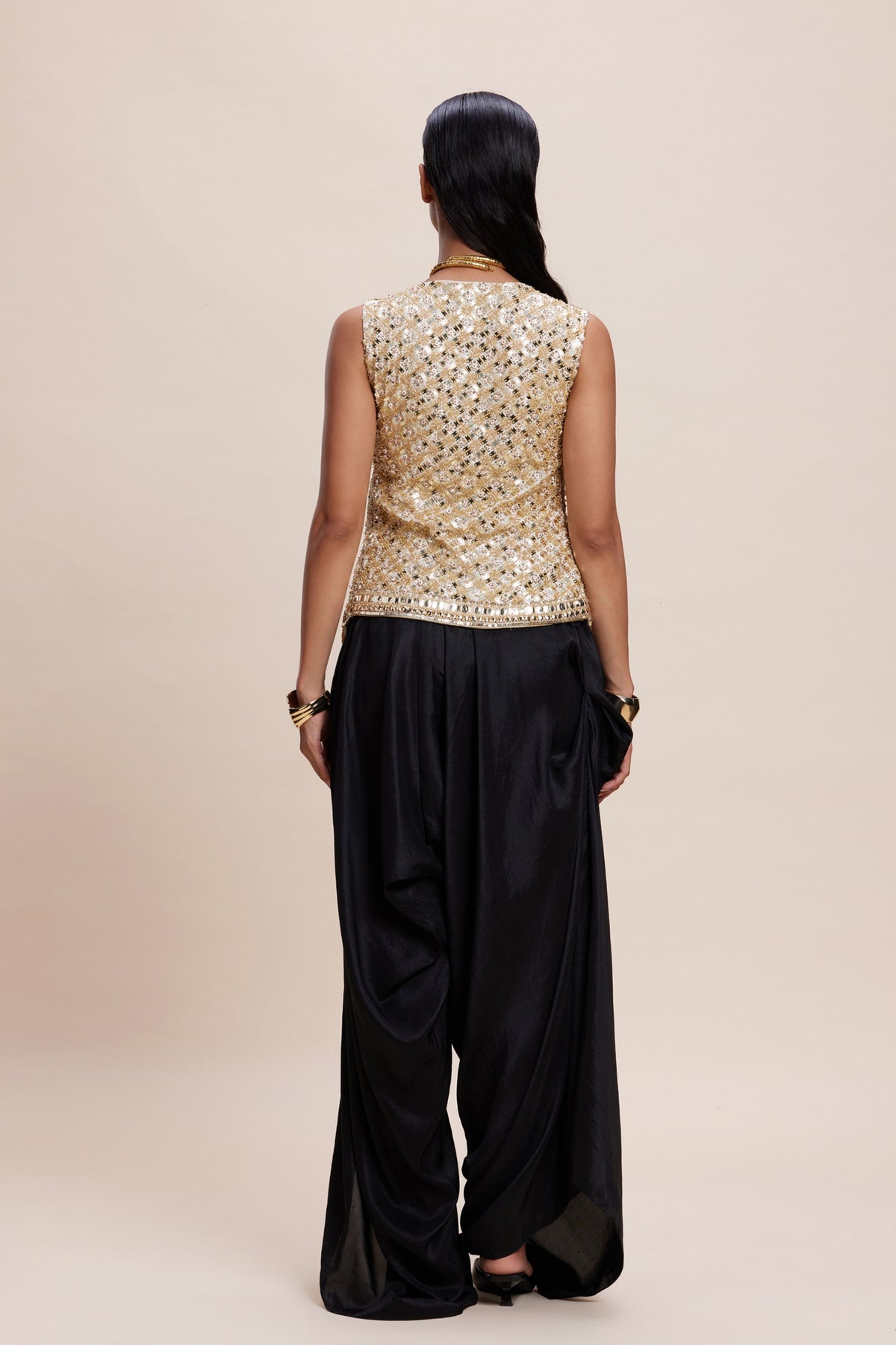 Golden Embellished Jacket Set