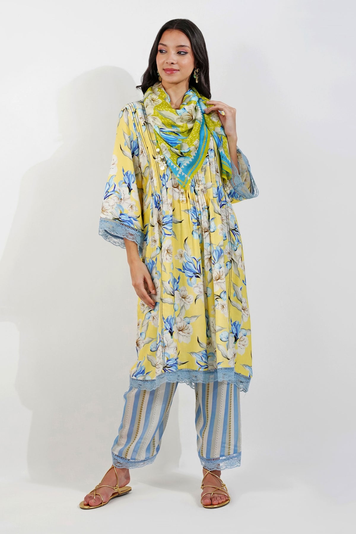 Flirty Pleats Floral Tunic Set