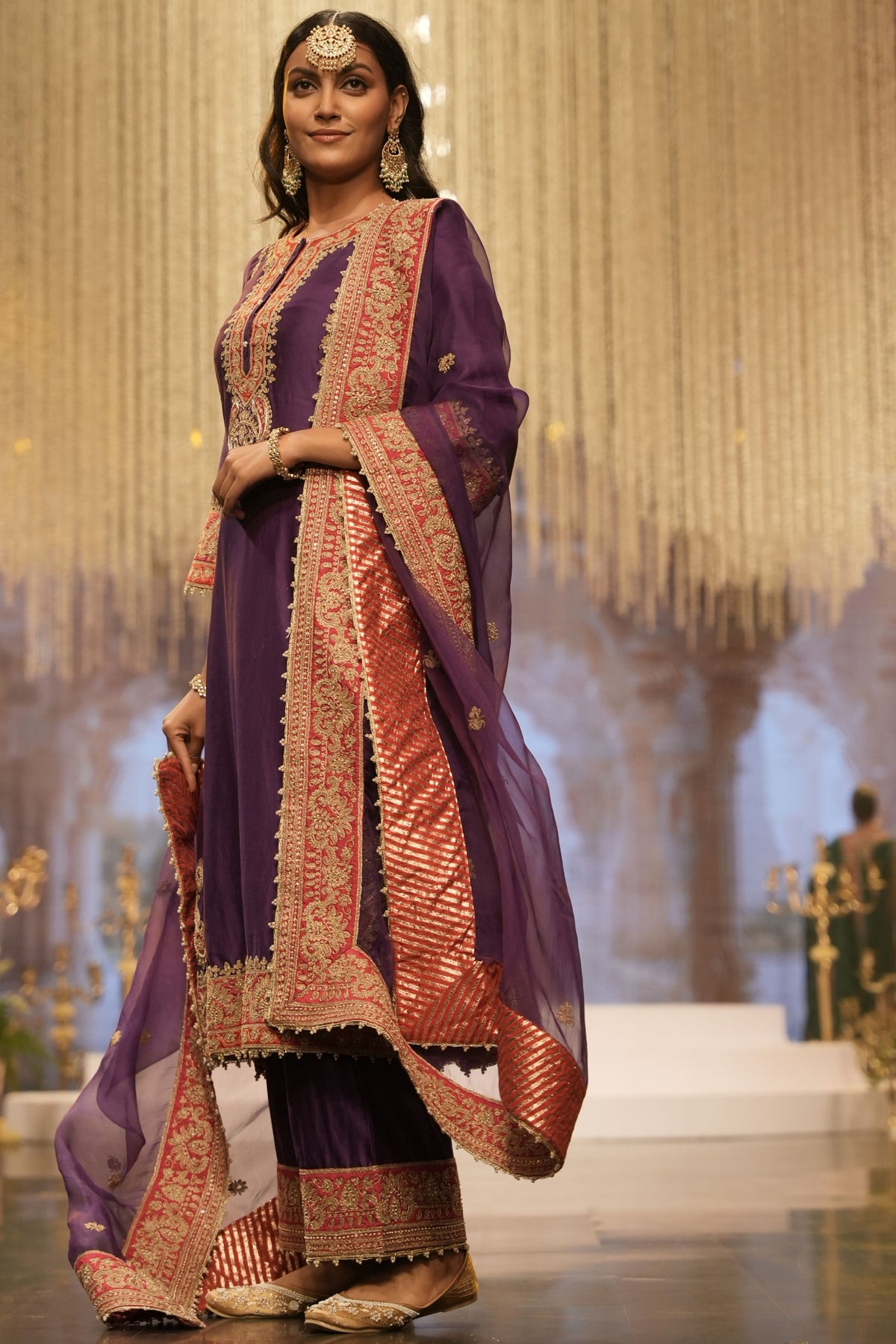 Purple A-line Kurta Set