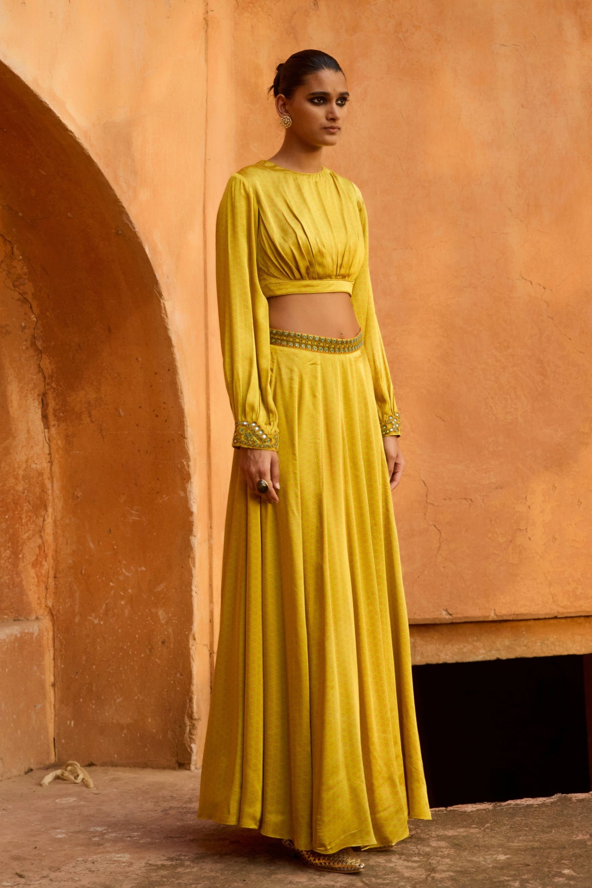 Yellow Gota Skirt Set