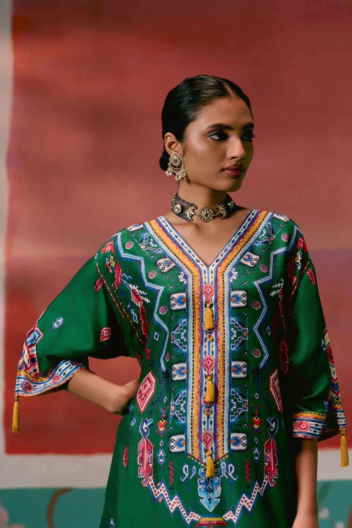 Emerald Aztec Kaftan Set