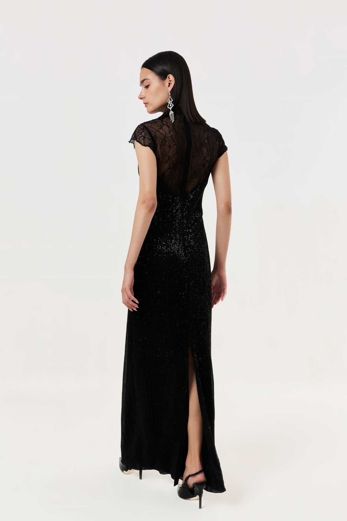 Midnight Lace Sequined Gown
