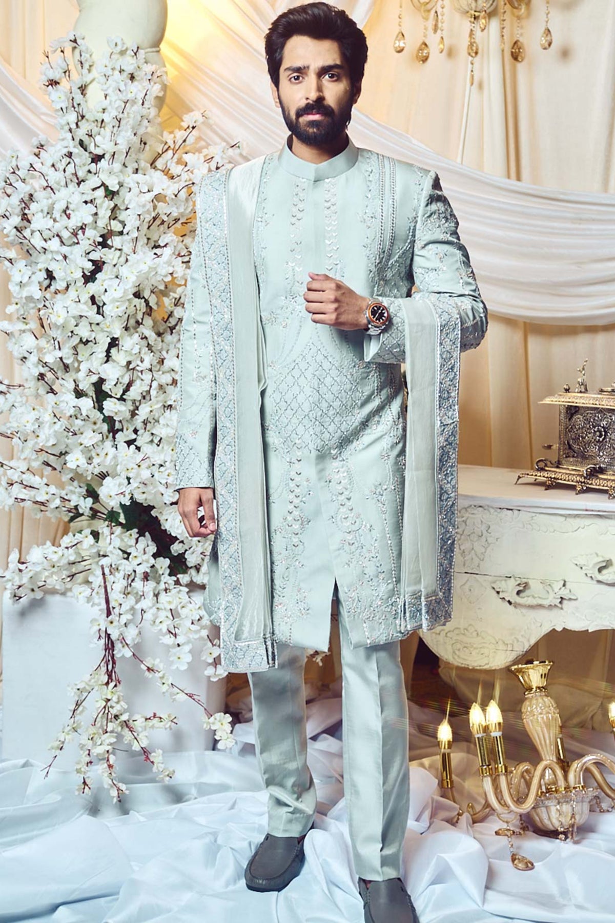 Silver Charm Deco Sherwani Set