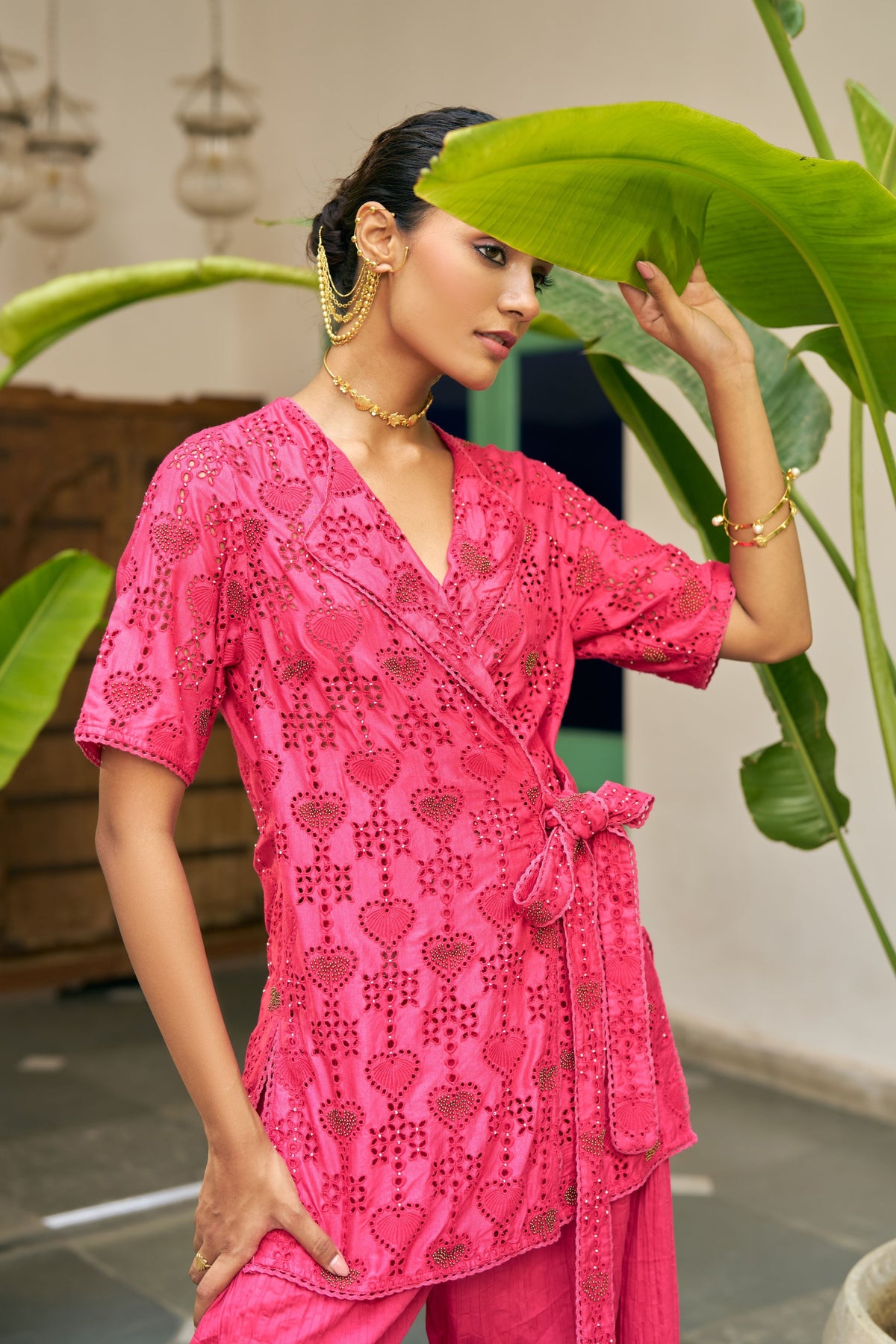Fuschia Cutwork Co-ord Set