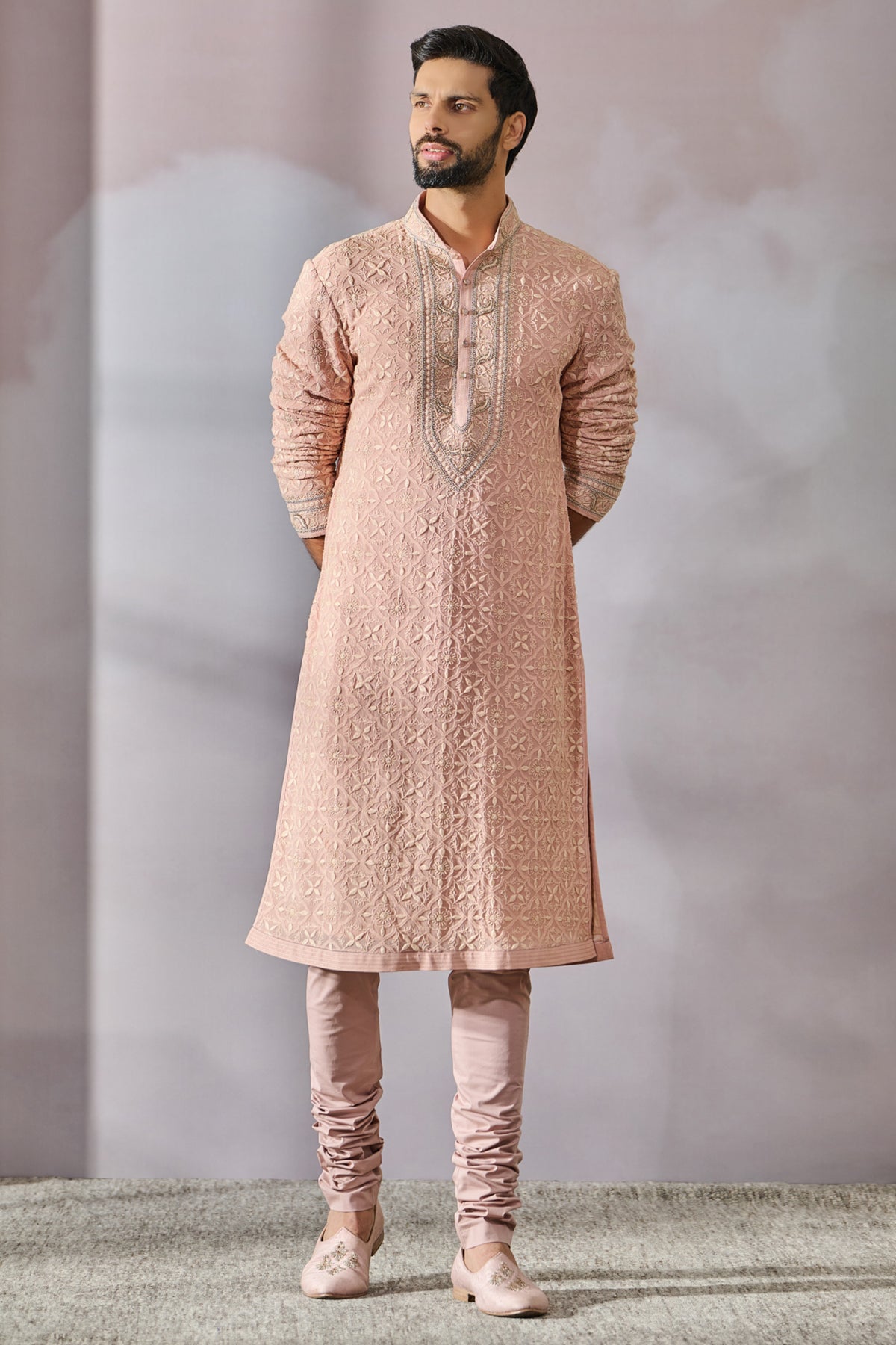 Salmon Kurta Churidar Set