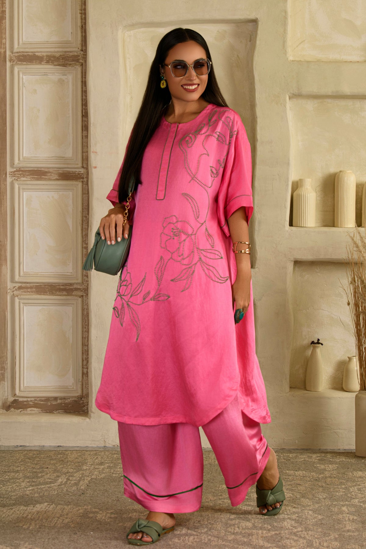 Rangrasiya  Sharbati Pink Long Kurta Set