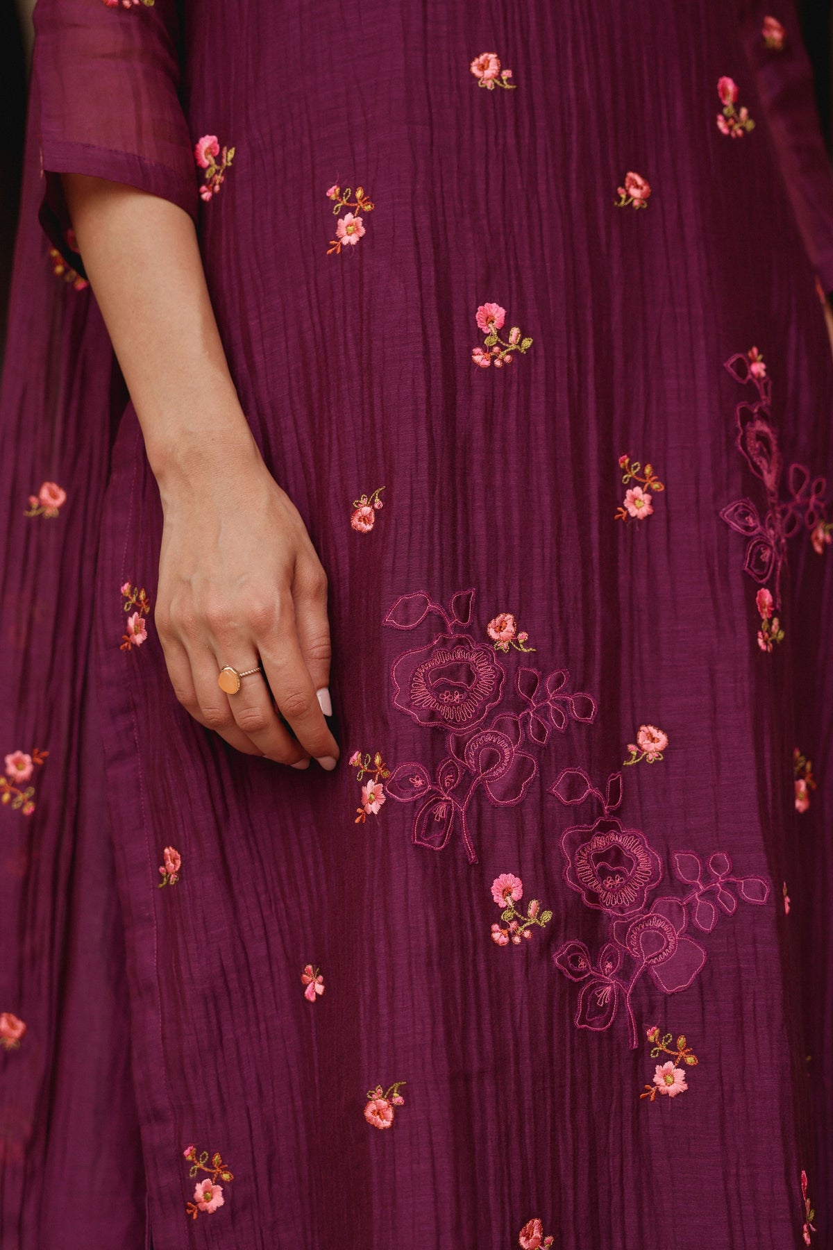 Amethyst Bloom Embroidered Kurta Set