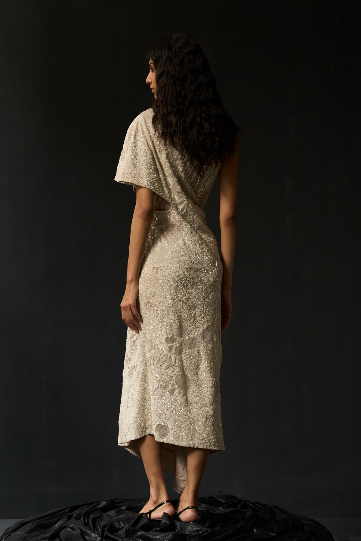 Nude Dot Botanical Drape Dress
