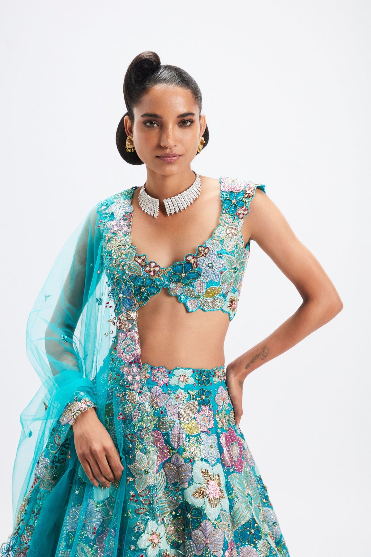 Cyanora Cyan Lehenga Set