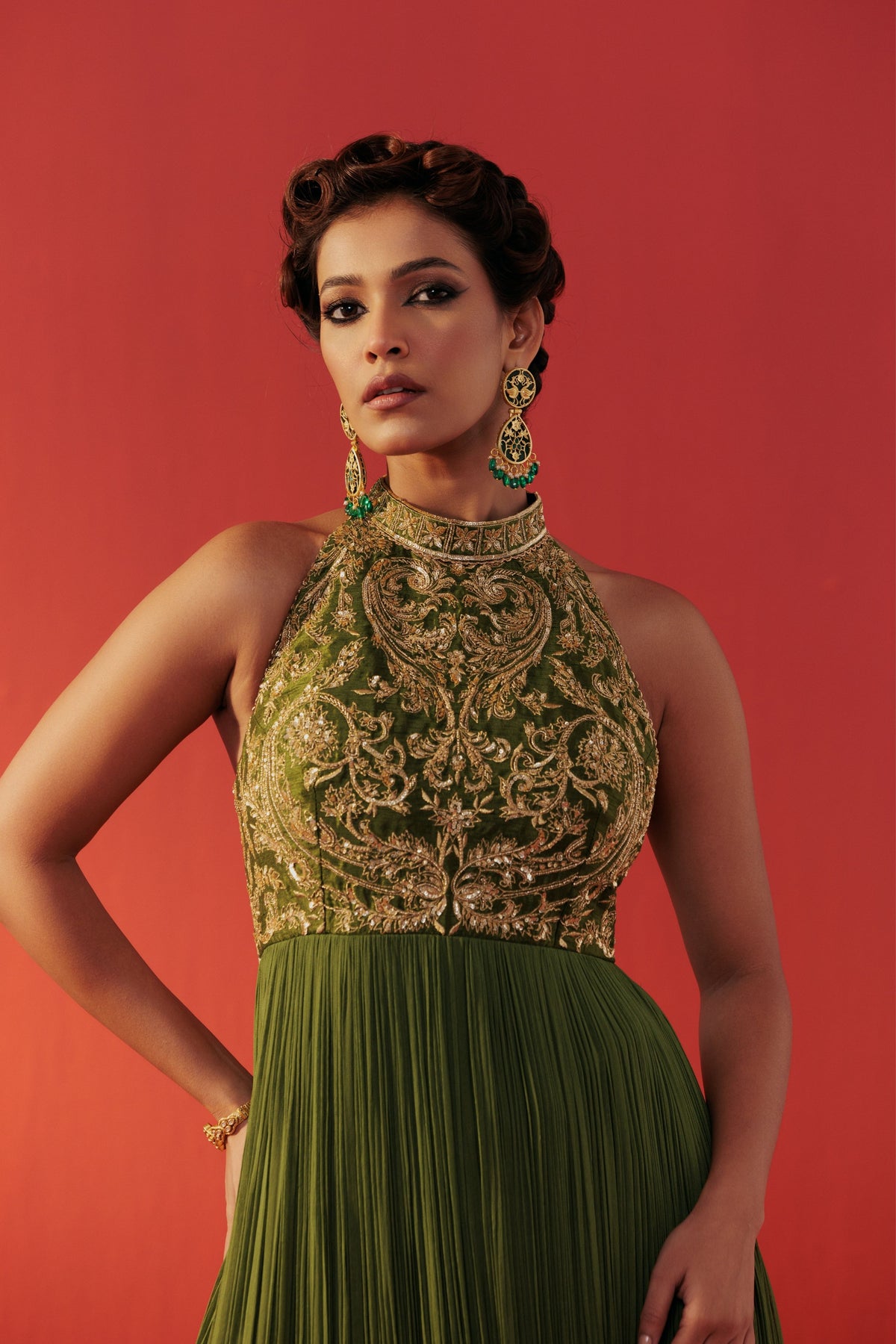 Olive Green Dolly Anarkali