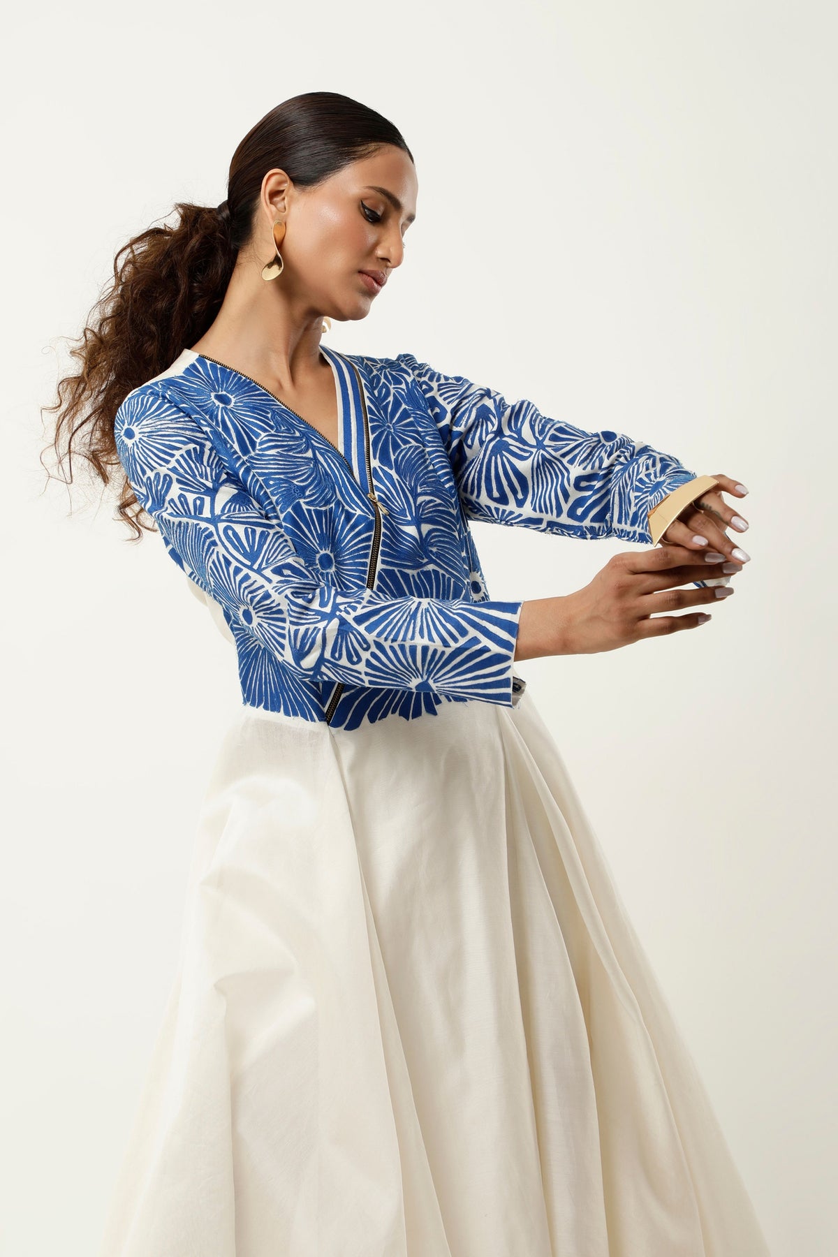 Cobalt Zippered Asymmetrical Co-ord Set