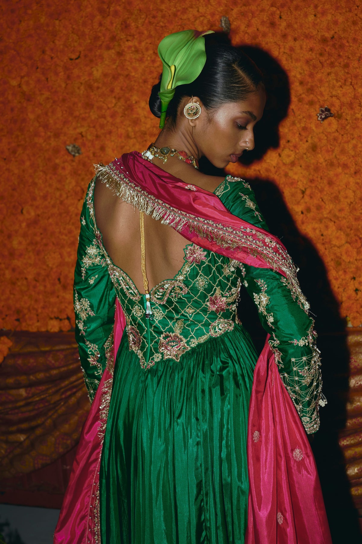 Green  Anarkali Set
