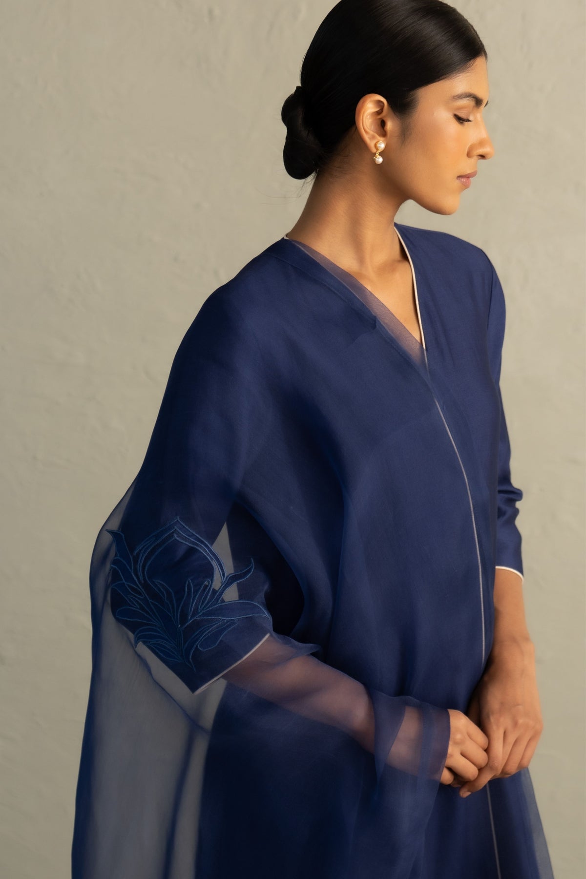 Blue Edit Hi-Lo Set With Dupatta