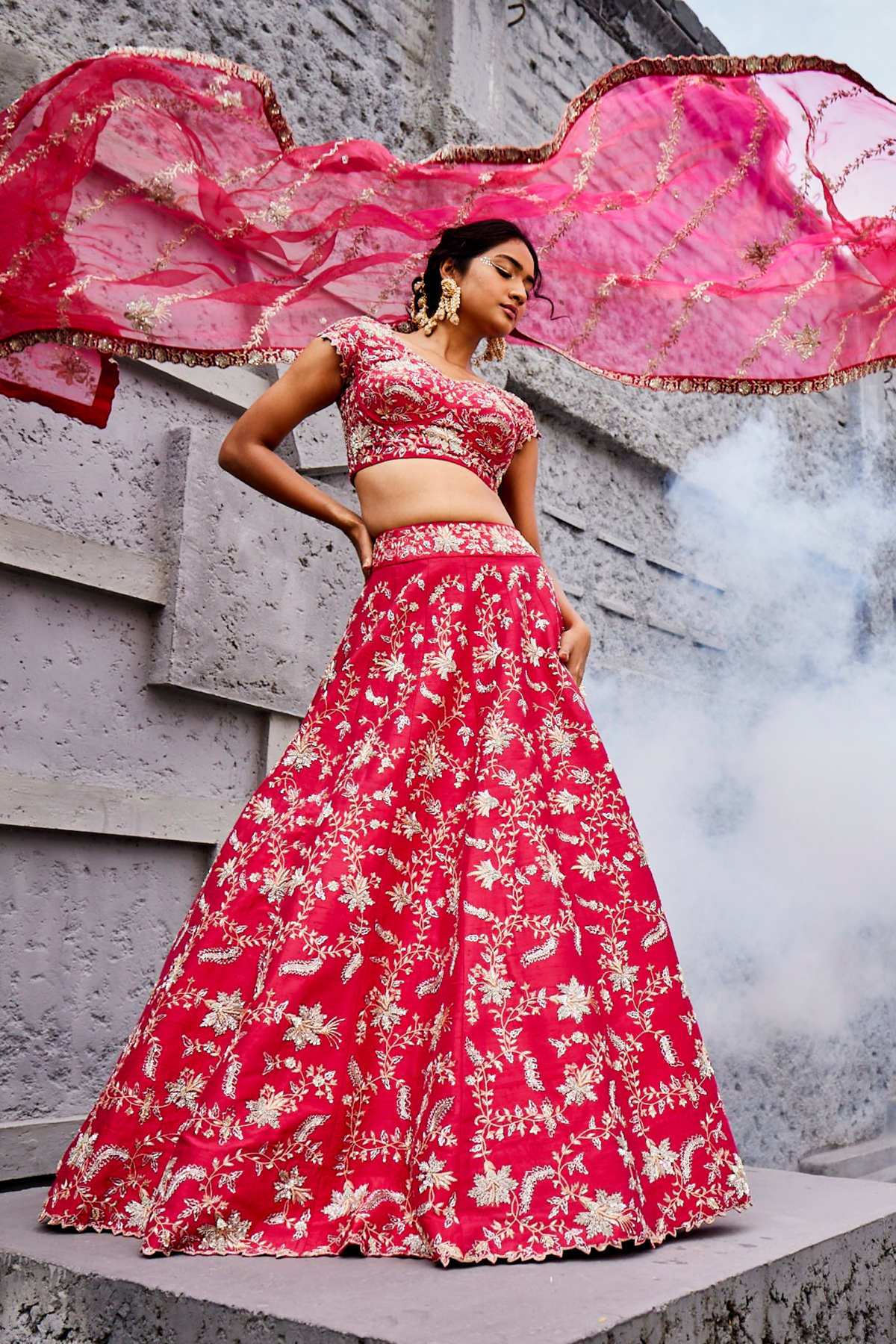 Rani Pink Cutwork Creepers Lehenga
