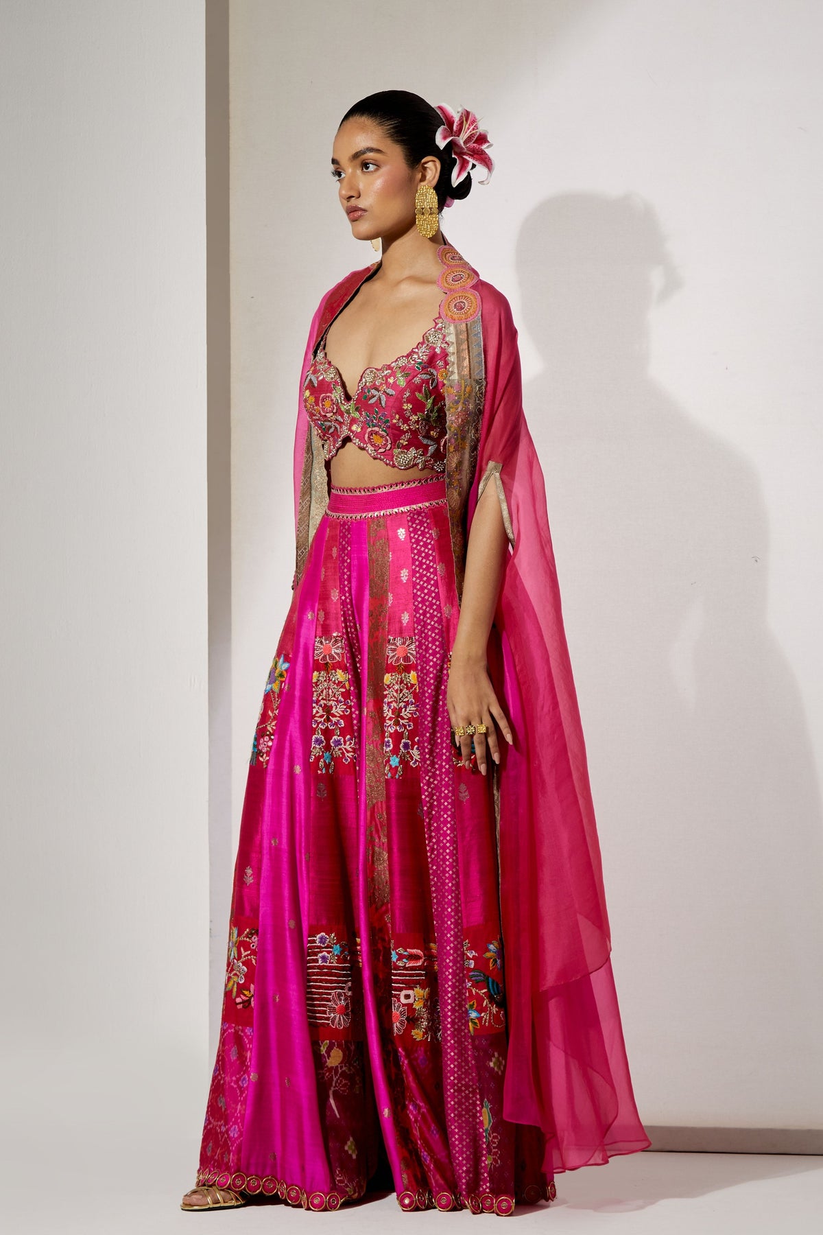 Fuchsia Embroidered Sharara Set