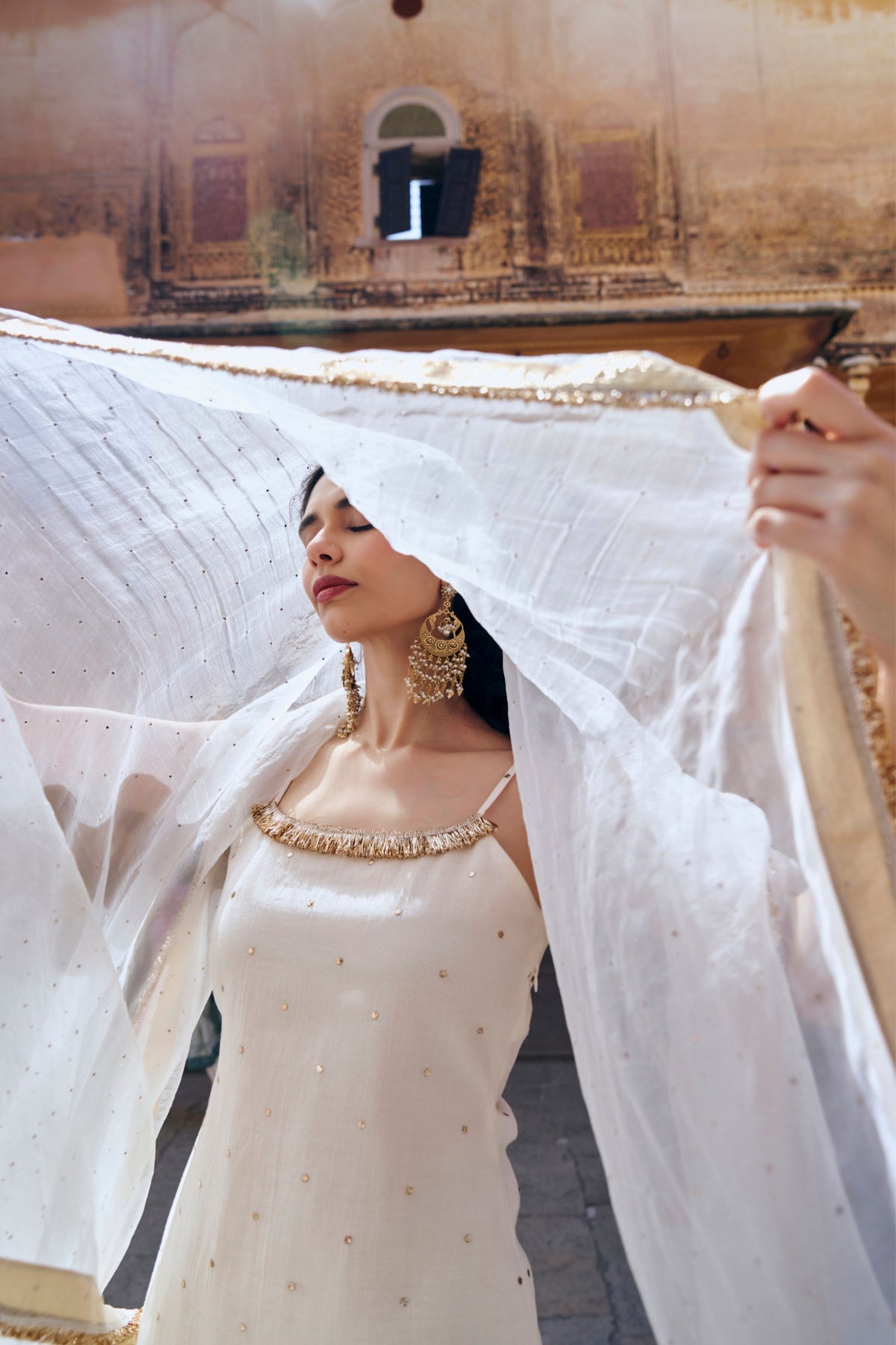 Ivory Spaghetti Sharara Set