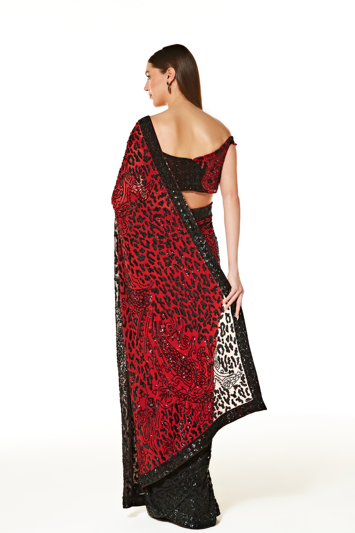 Black Zaynab Shaded Saree Set