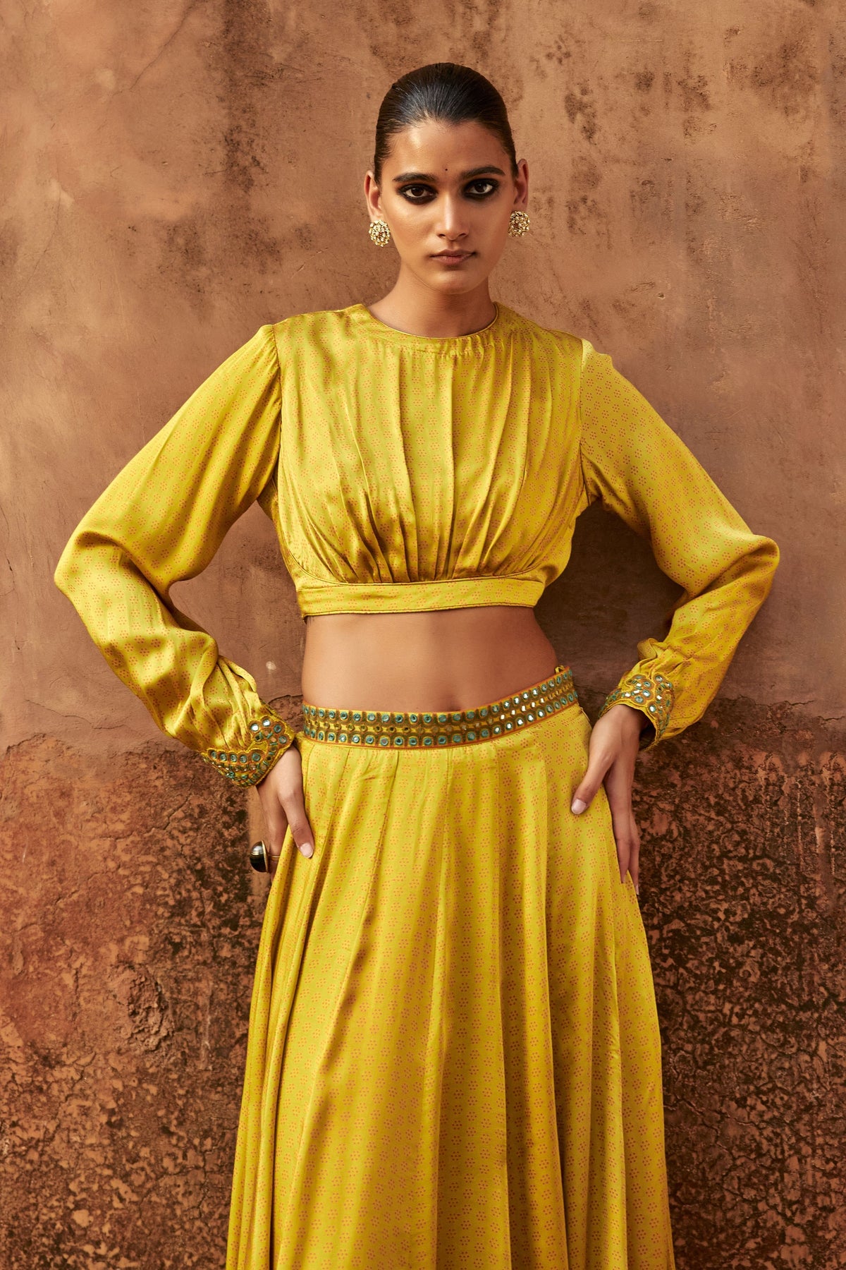 Yellow Gota Skirt Set