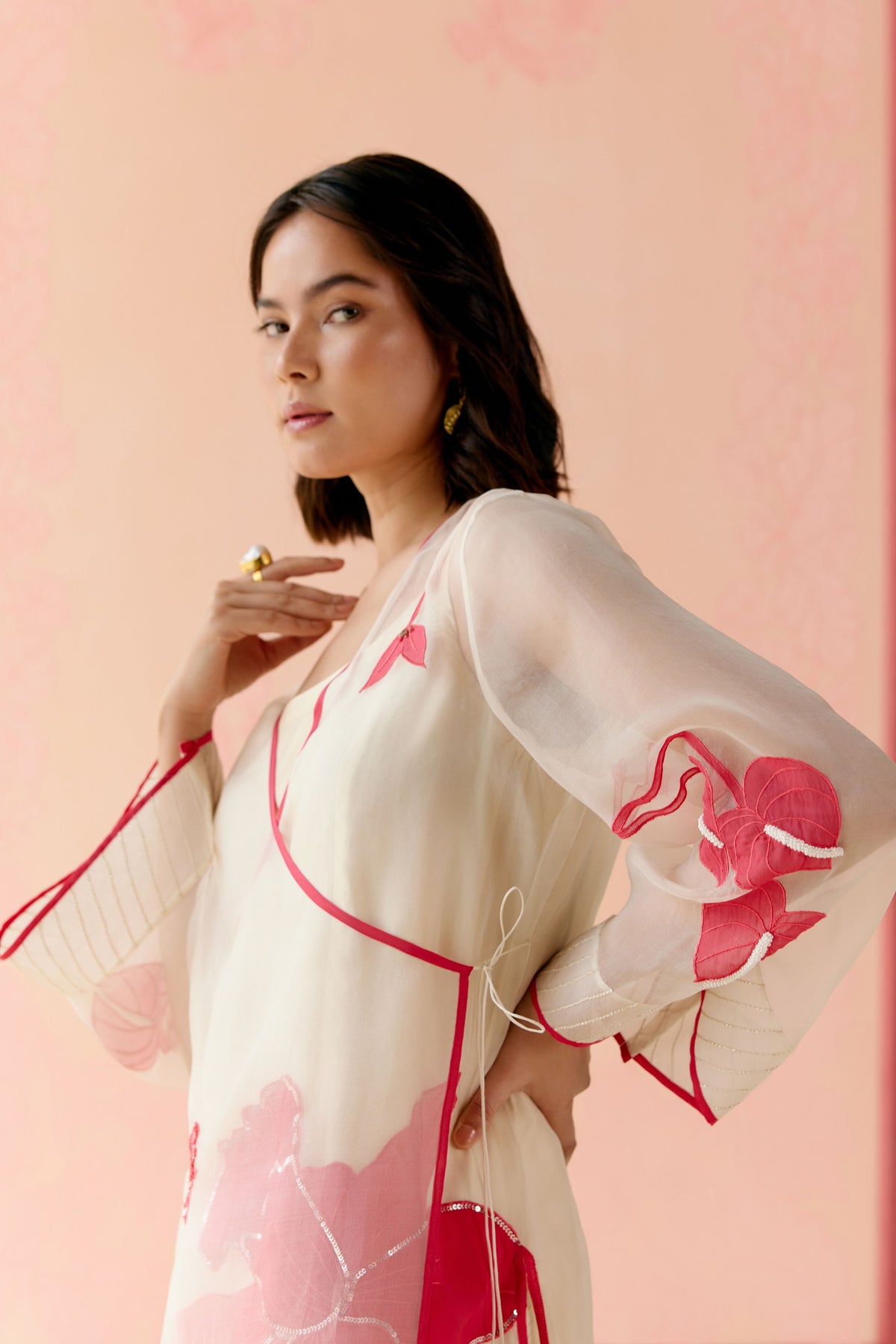 Ivory Silk Organza Kurta Set