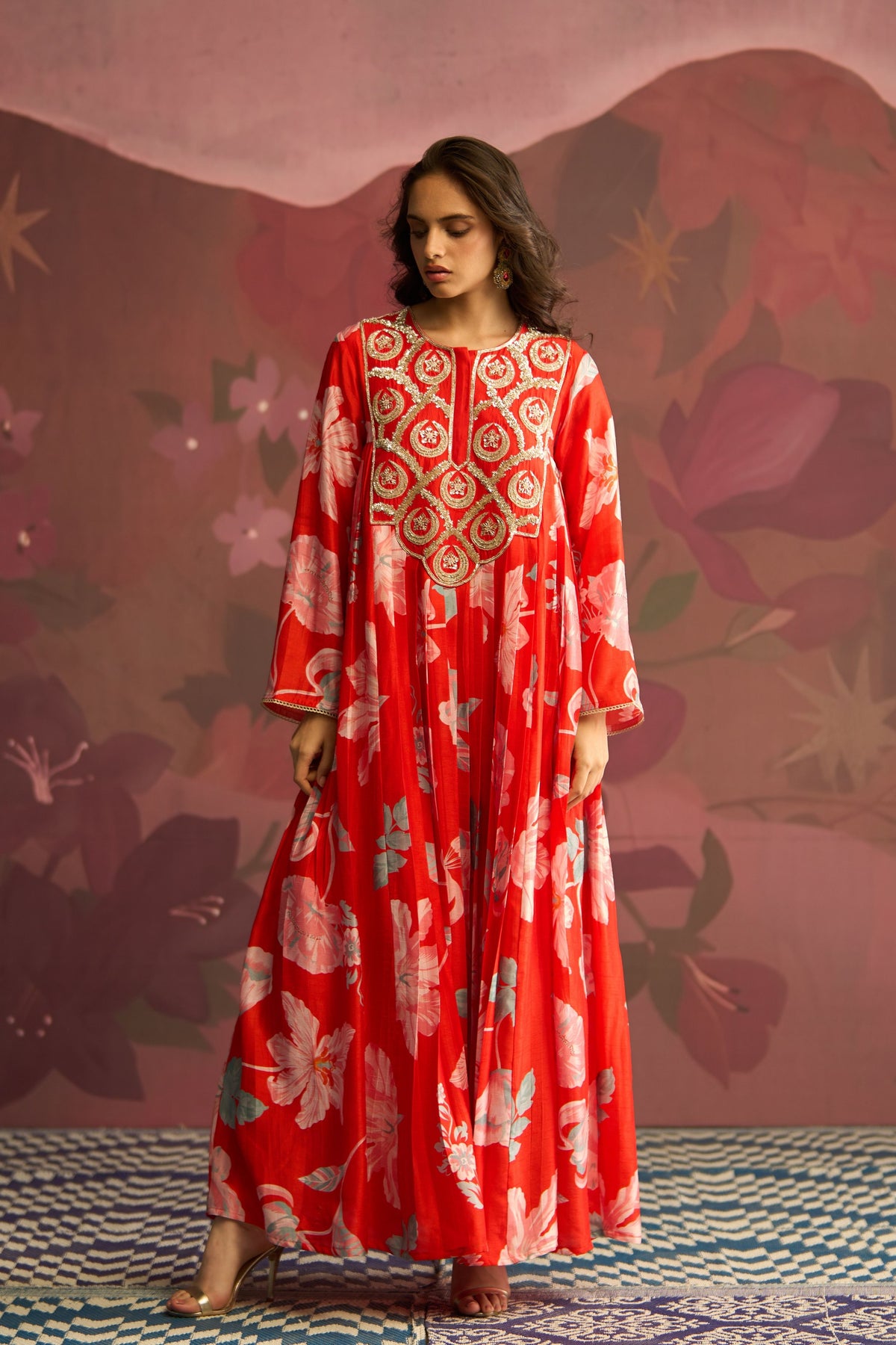 Red Bloom Anarkali