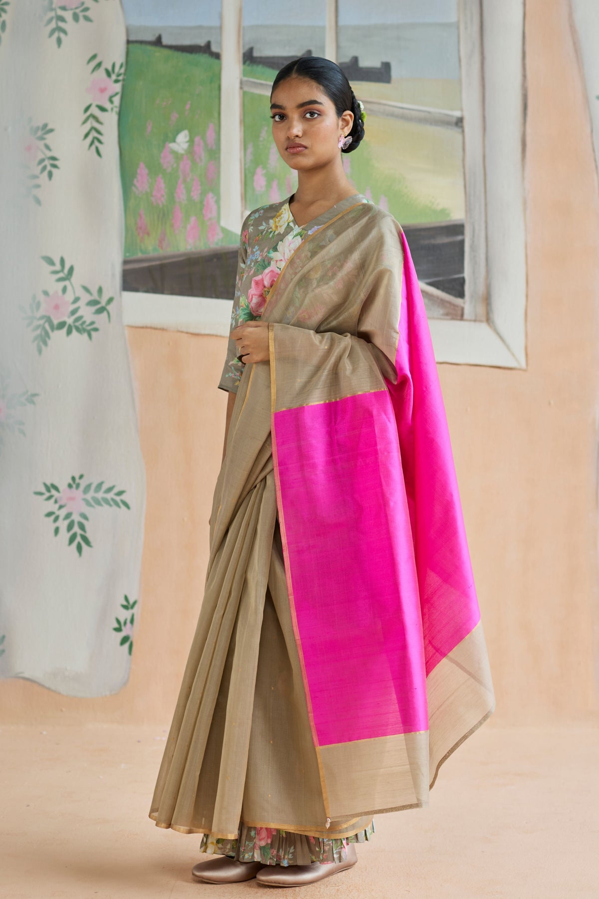 Dunes and Drift Chanderi Sari