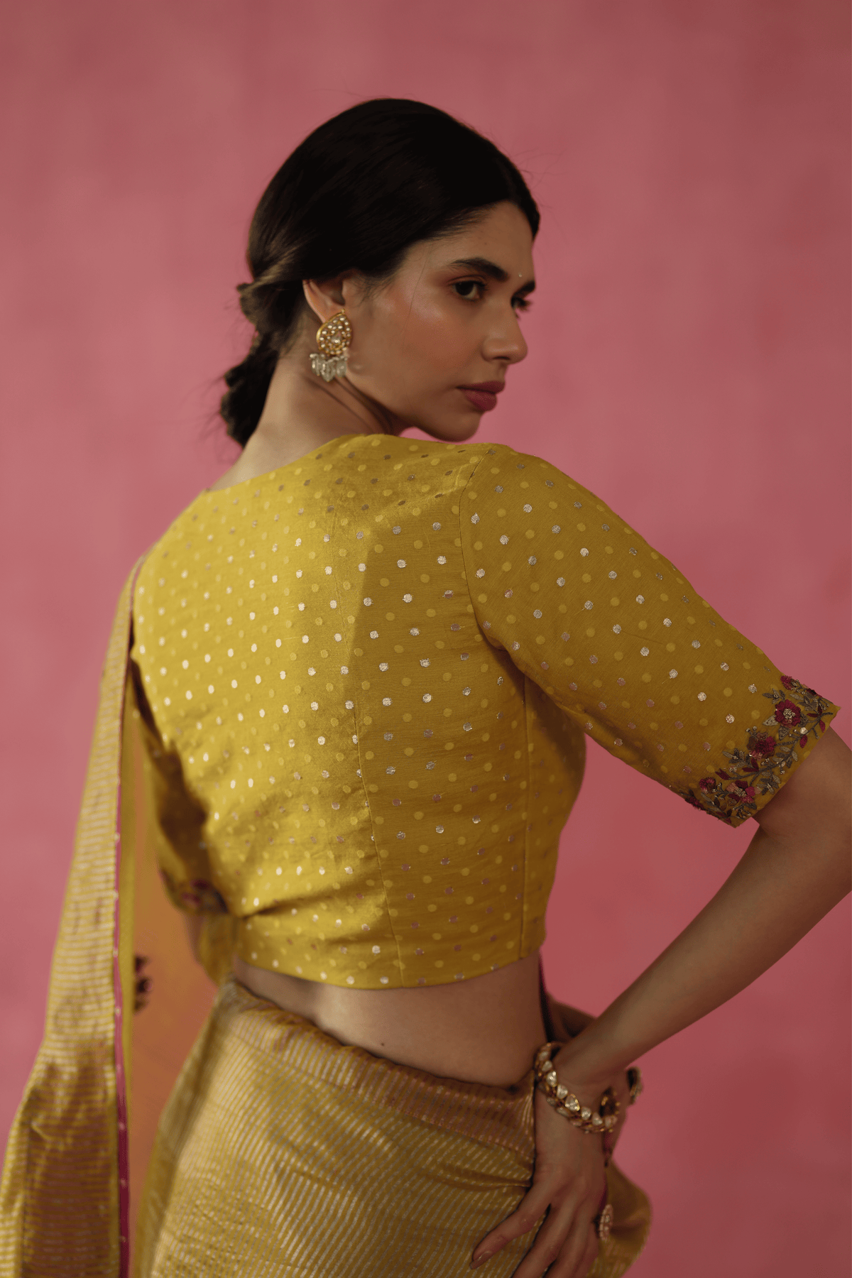 Mustard Yellow Ghevar Saree