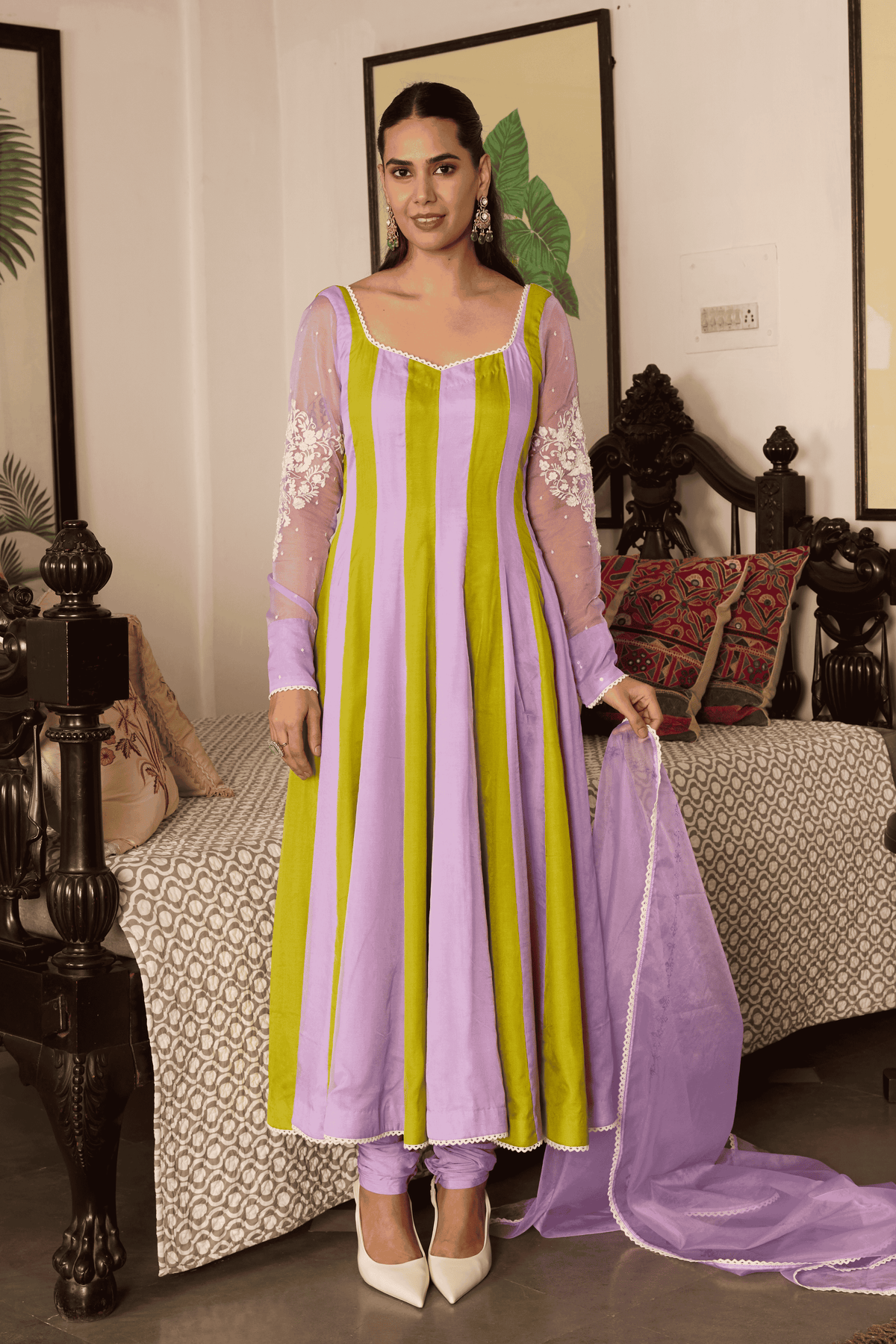 Lavendar Anarkali Set