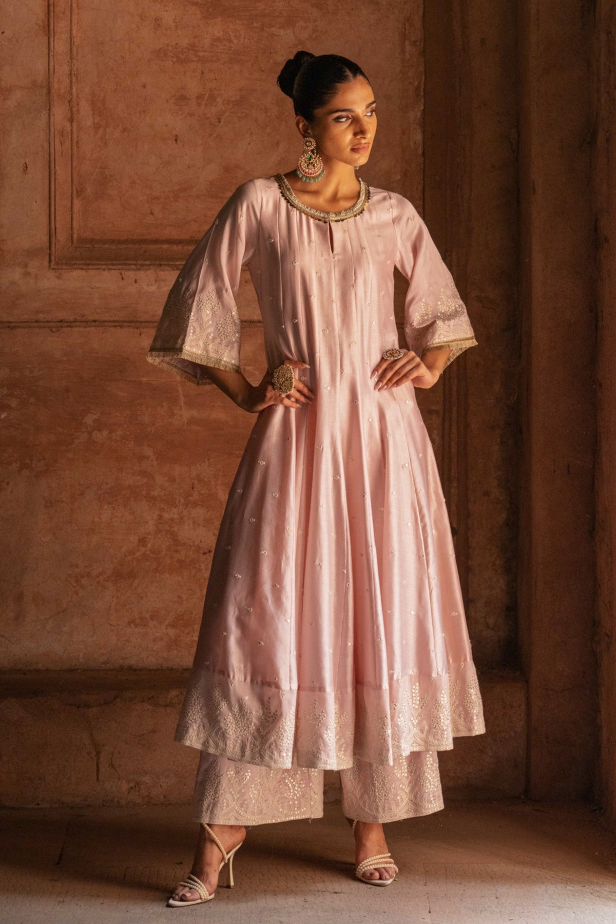 Forest Onion Pink Anarkali Set