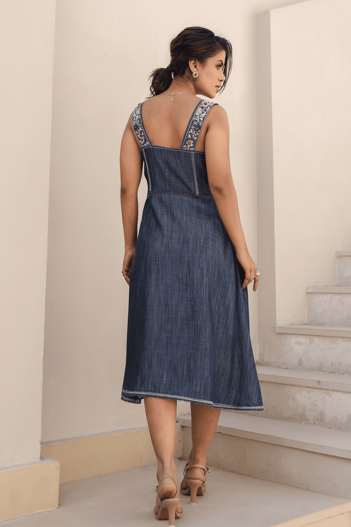 Azure Corset Dress in Dark Blue